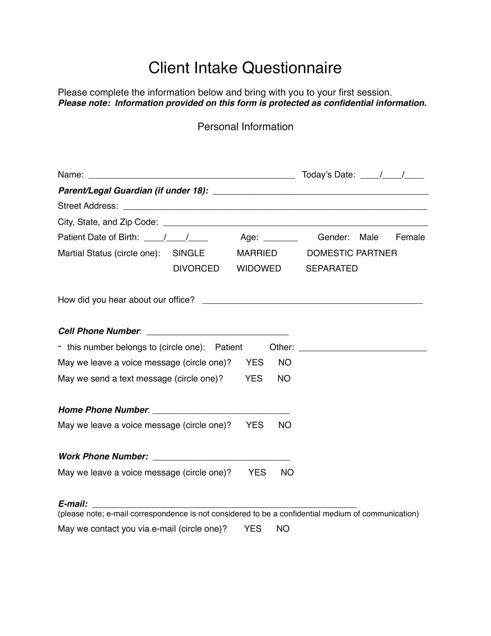 Family Law Client Intake Form Family Law Client Intake Form