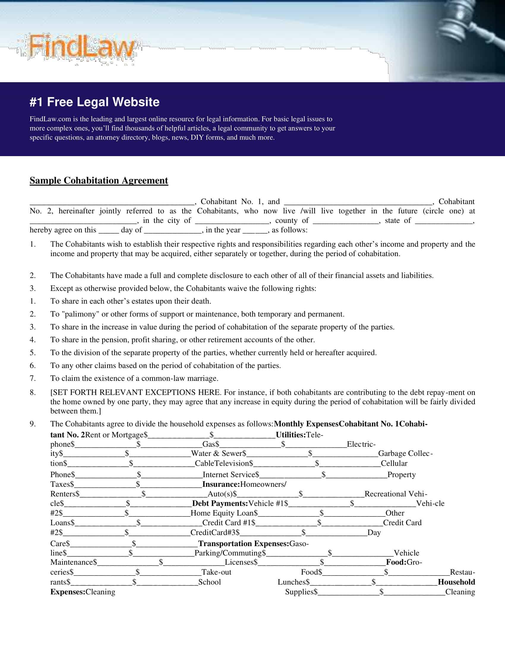 cohabitation agreement virginia cohabitation agreement virginia