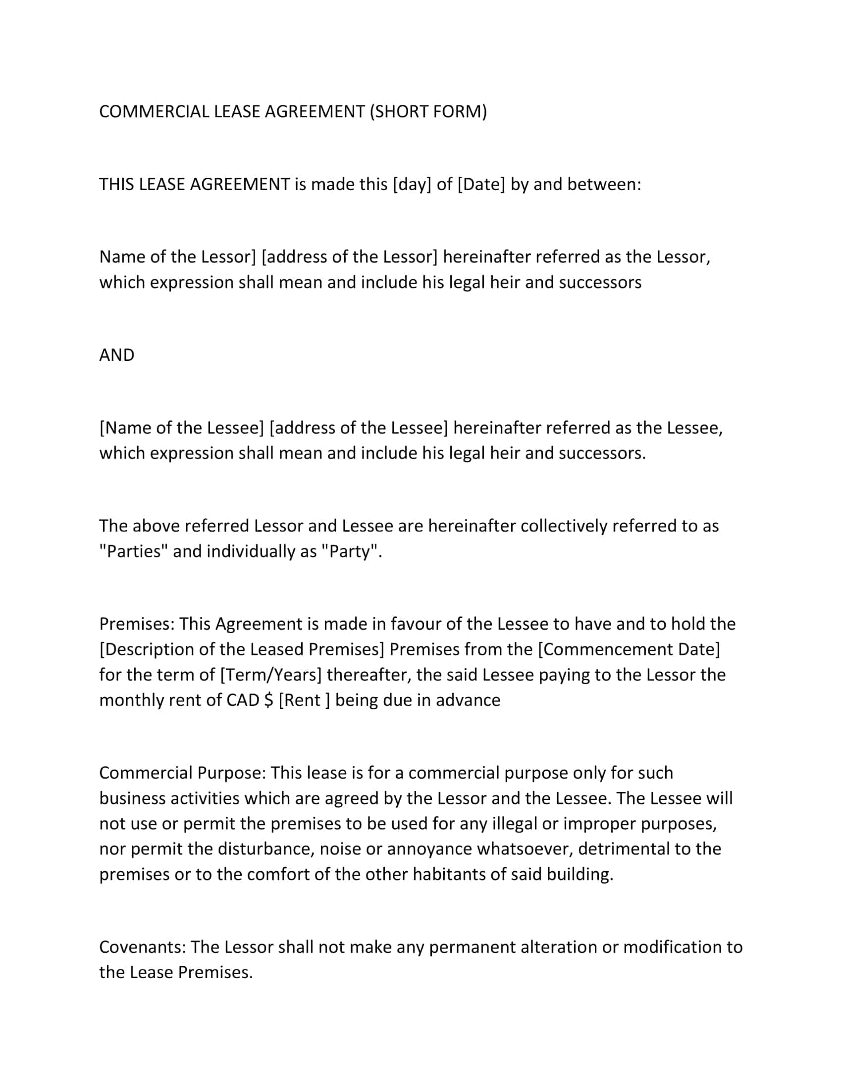 commercial lease agreement free commercial lease agreement free