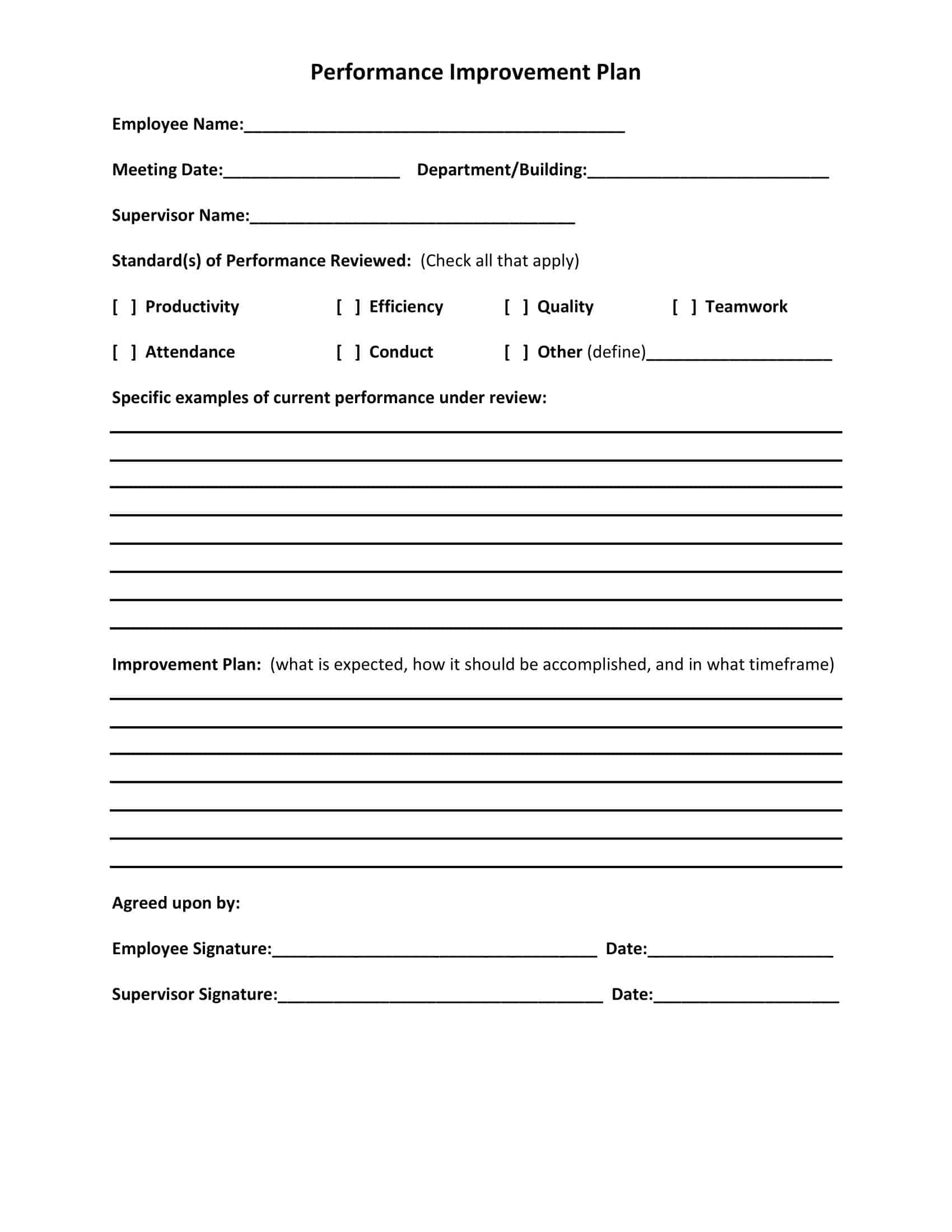 Free Printable Performance Improvement Plan Templates [Excel, PDF, Word]