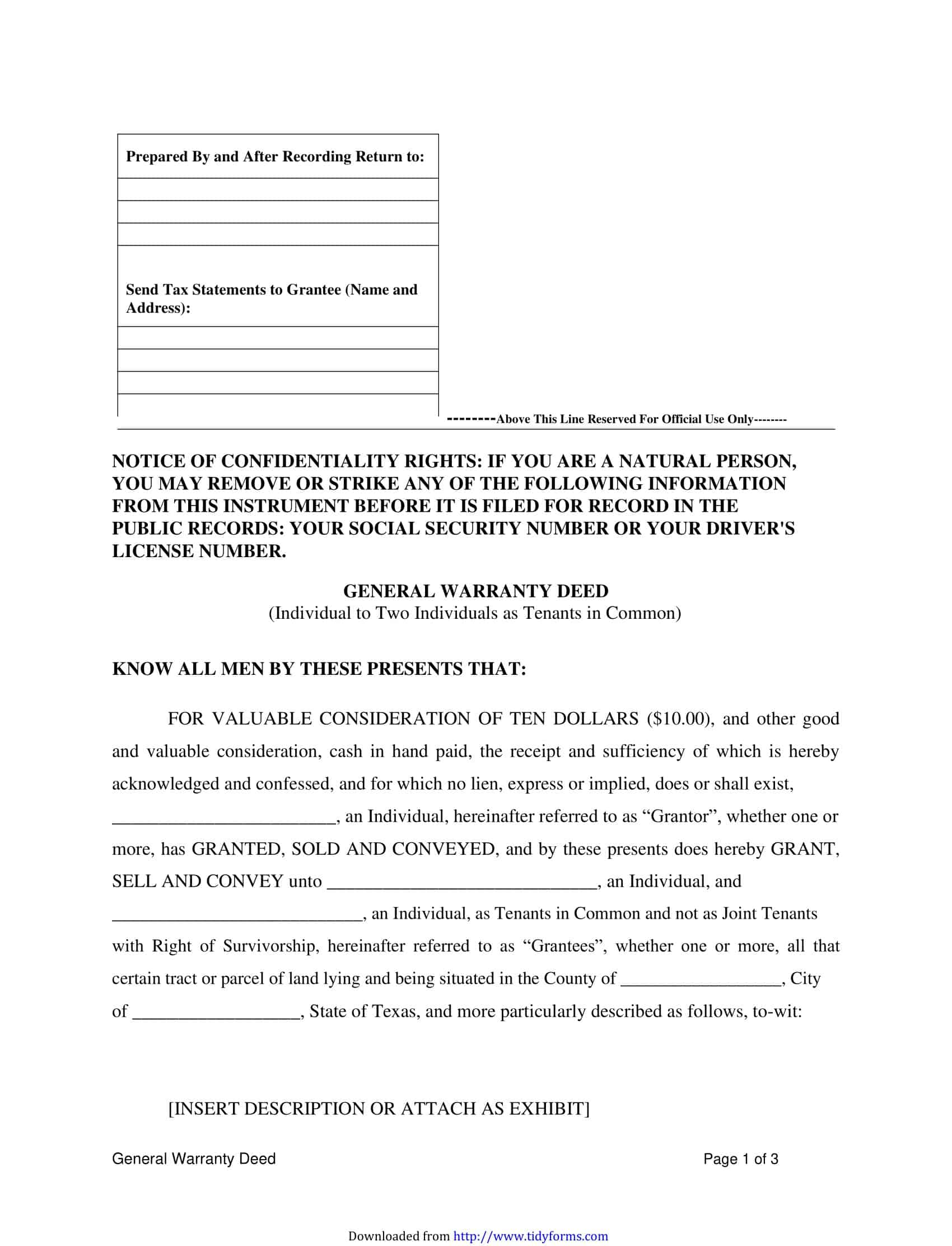 completed warranty deed sample completed warranty deed sample
