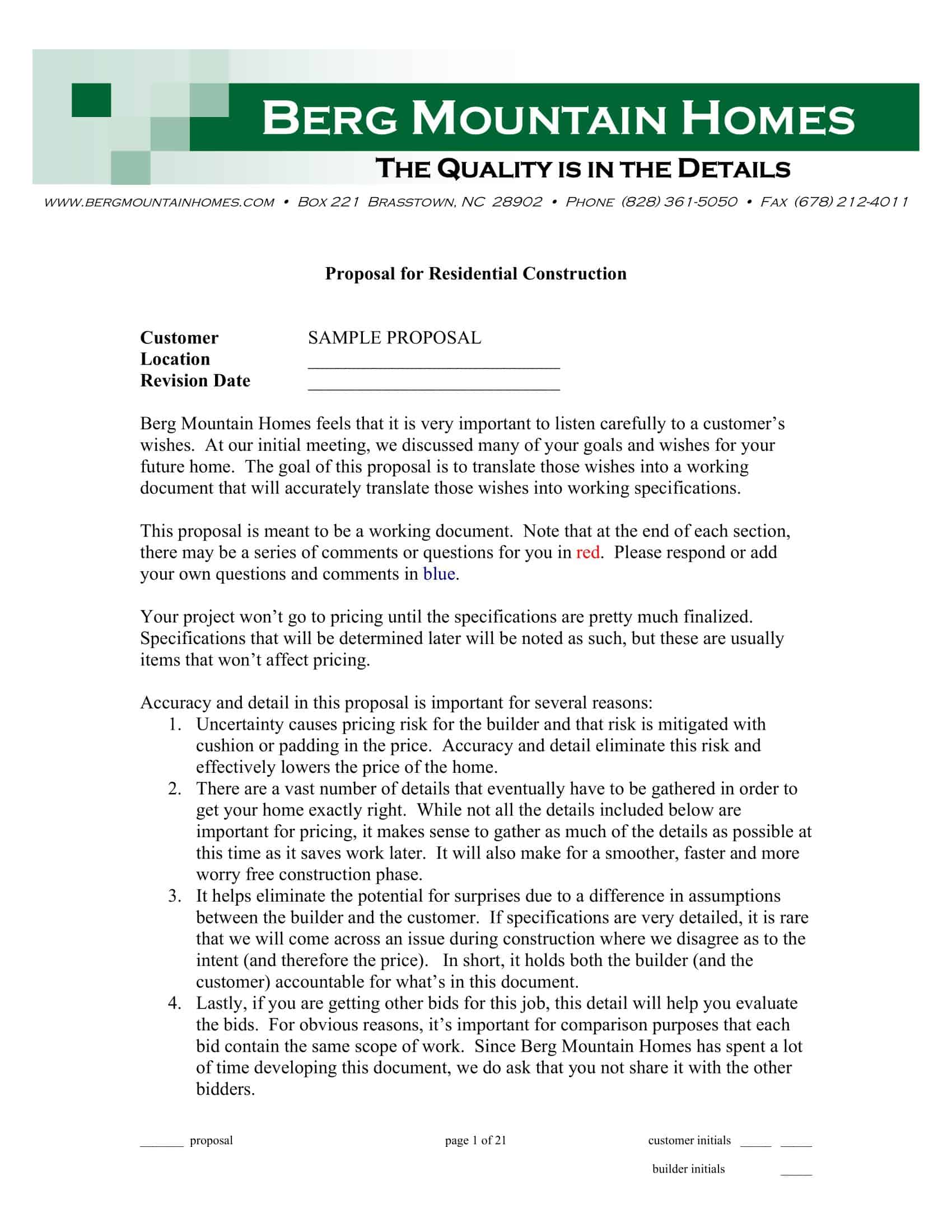 construction bid proposal template construction bid proposal template