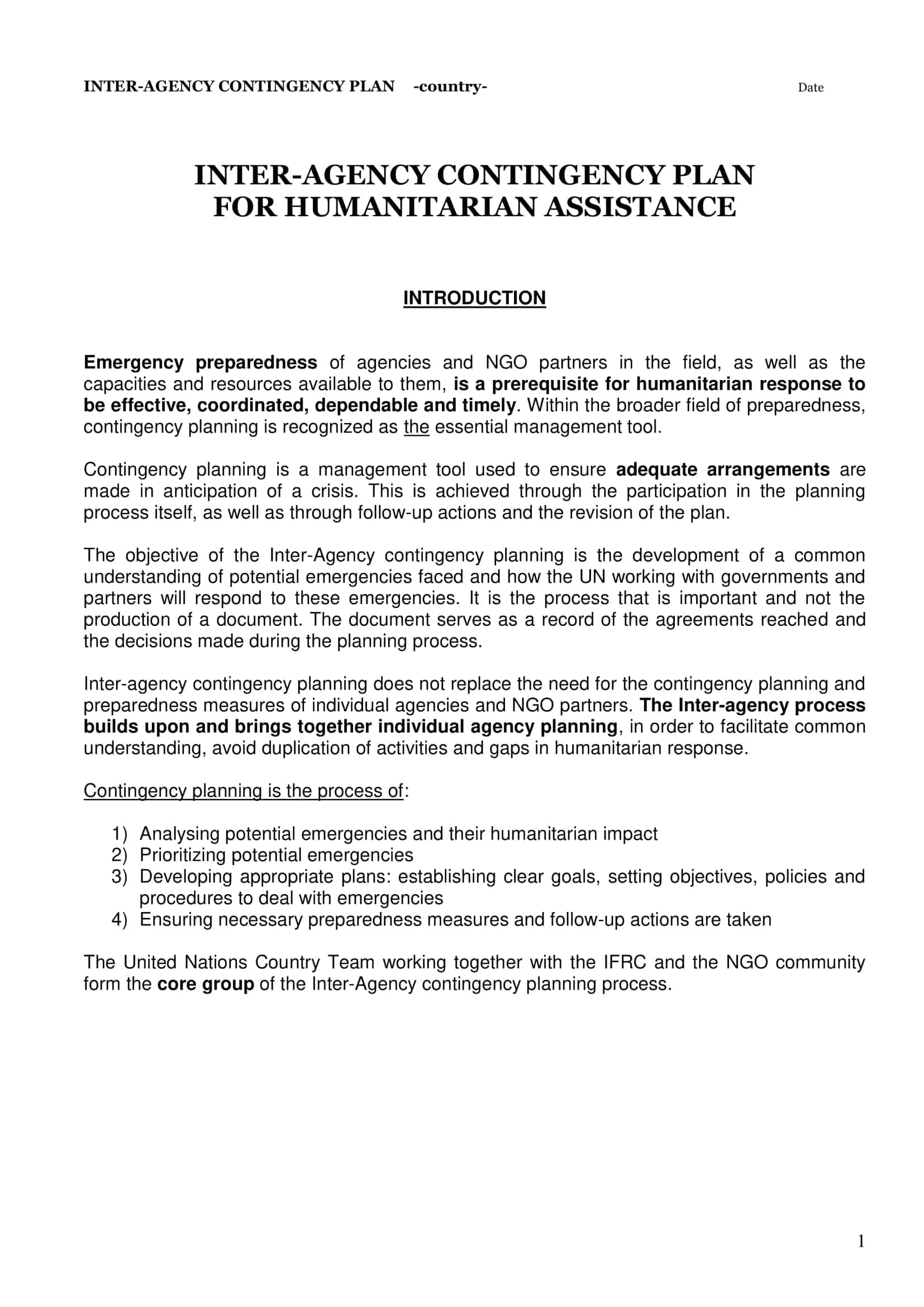 contingency plan def contingency plan def