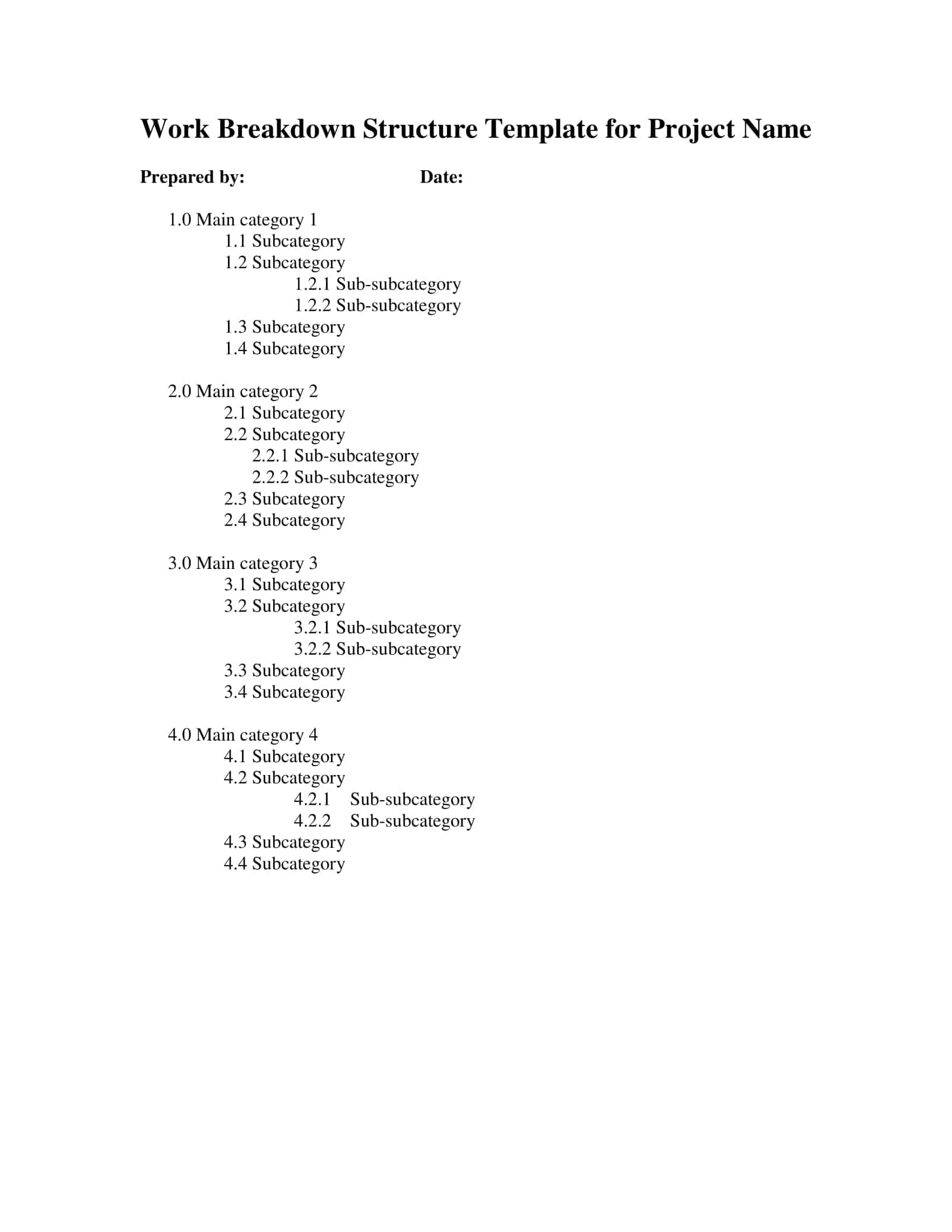Free Printable Work Breakdown Structure Templates [Word, Excel]