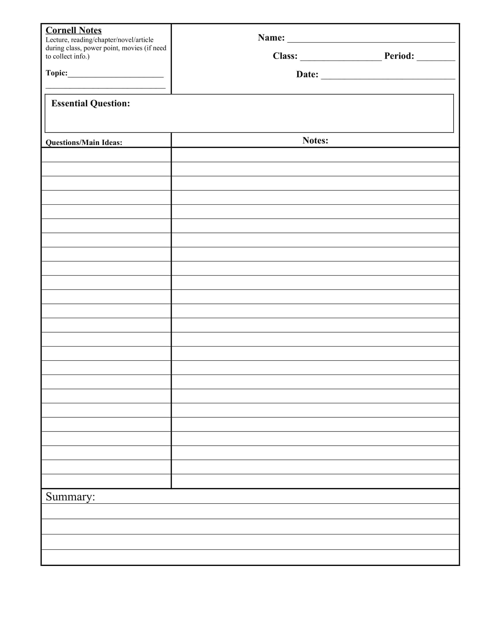 cornell notes example cornell notes example