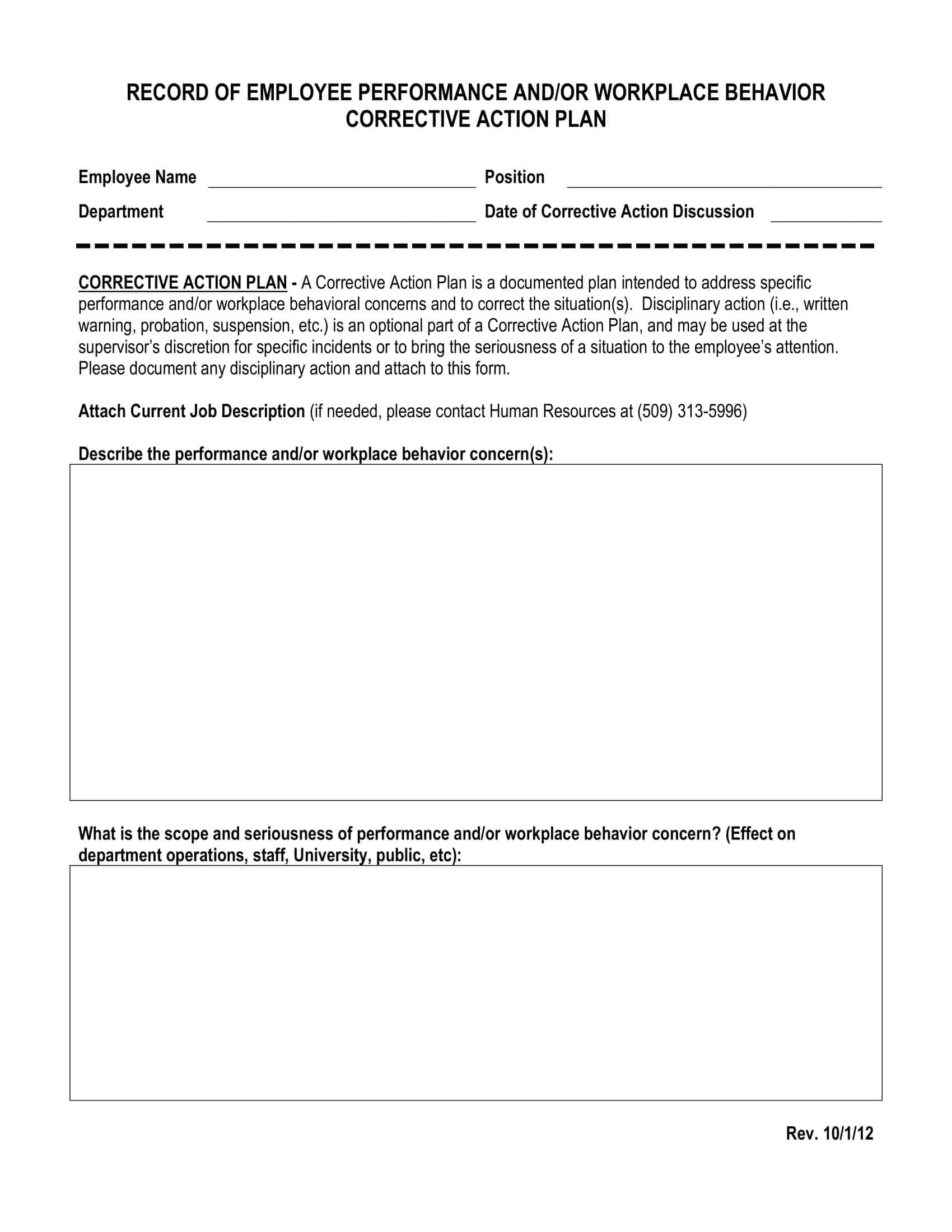 corrective action plan for poor performance corrective action plan for poor performance