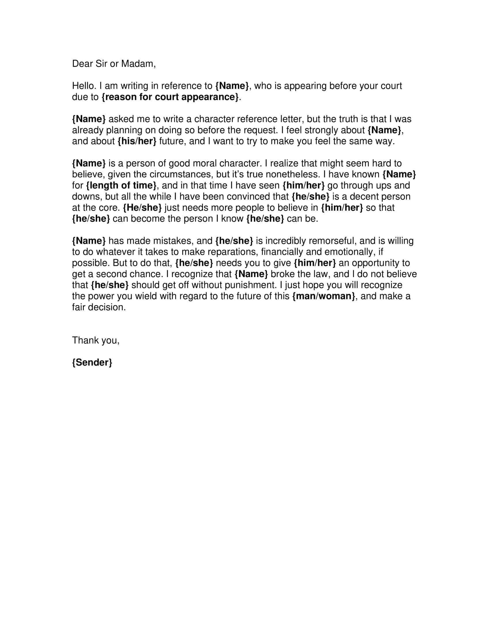 court character witness letter template court character witness letter template