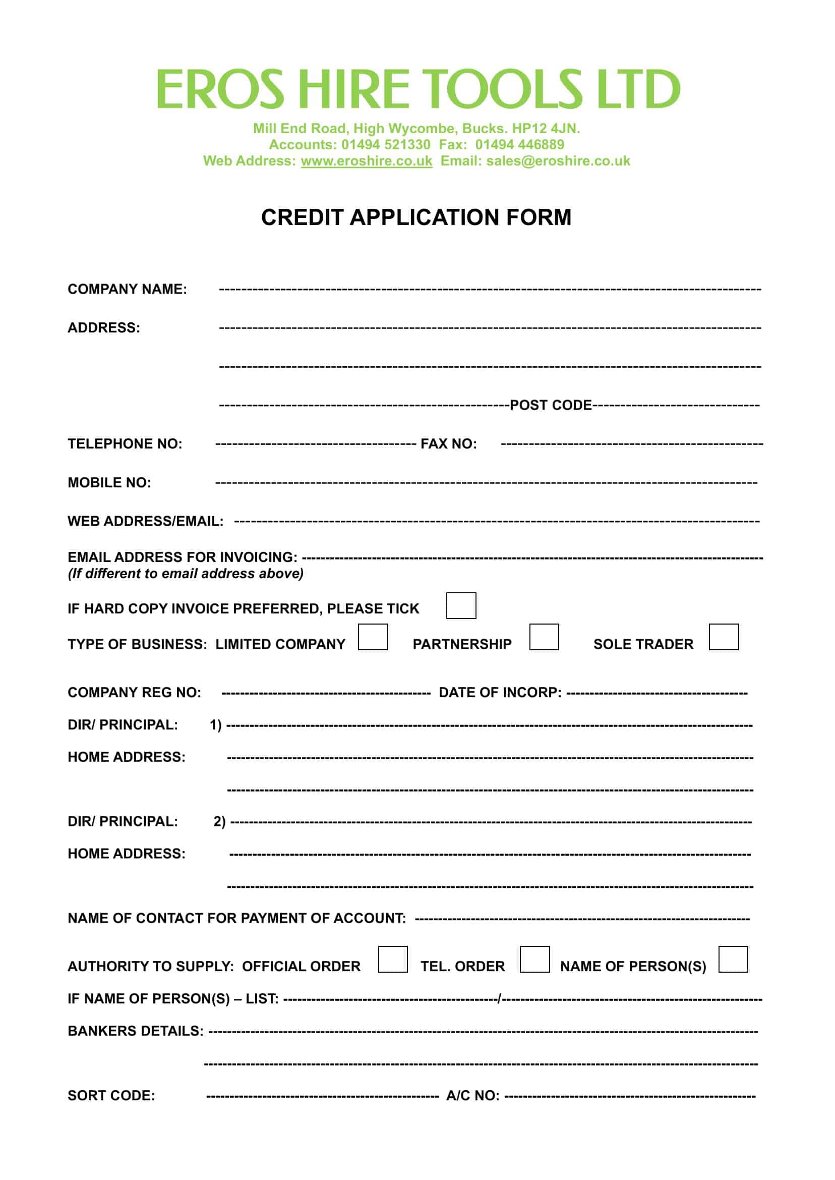 credit check application form credit check application form