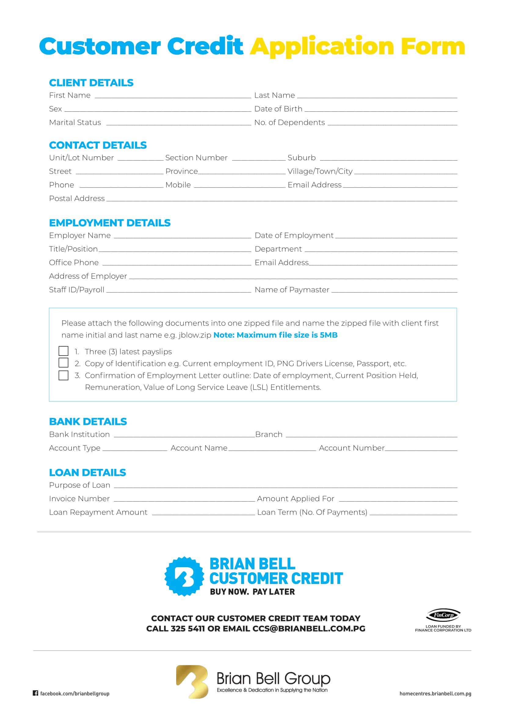credit line application form credit line application form