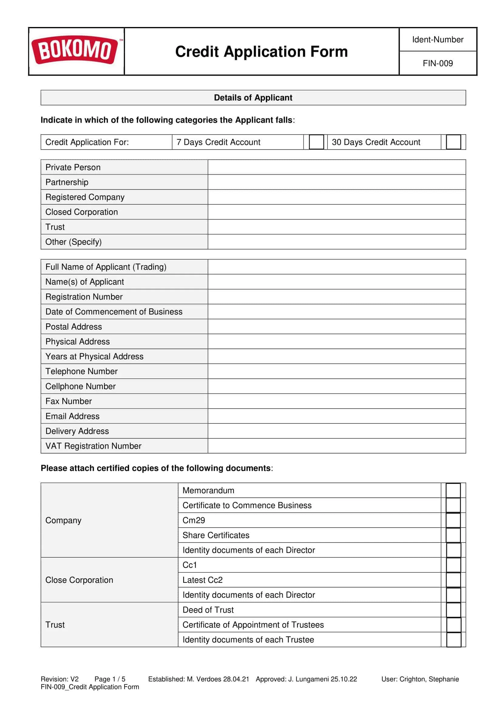 credit loan application form credit loan application form
