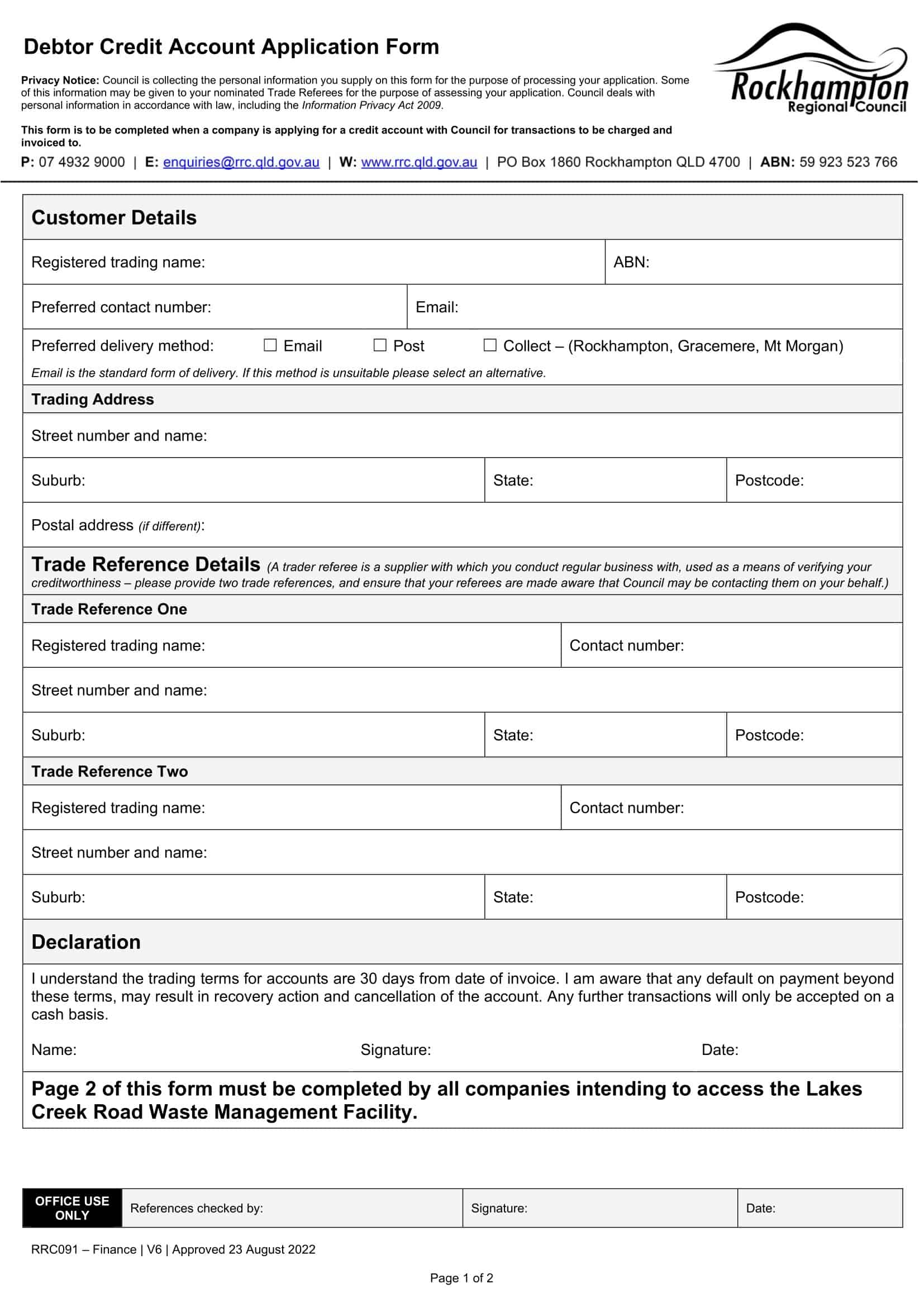 credit term application form credit term application form