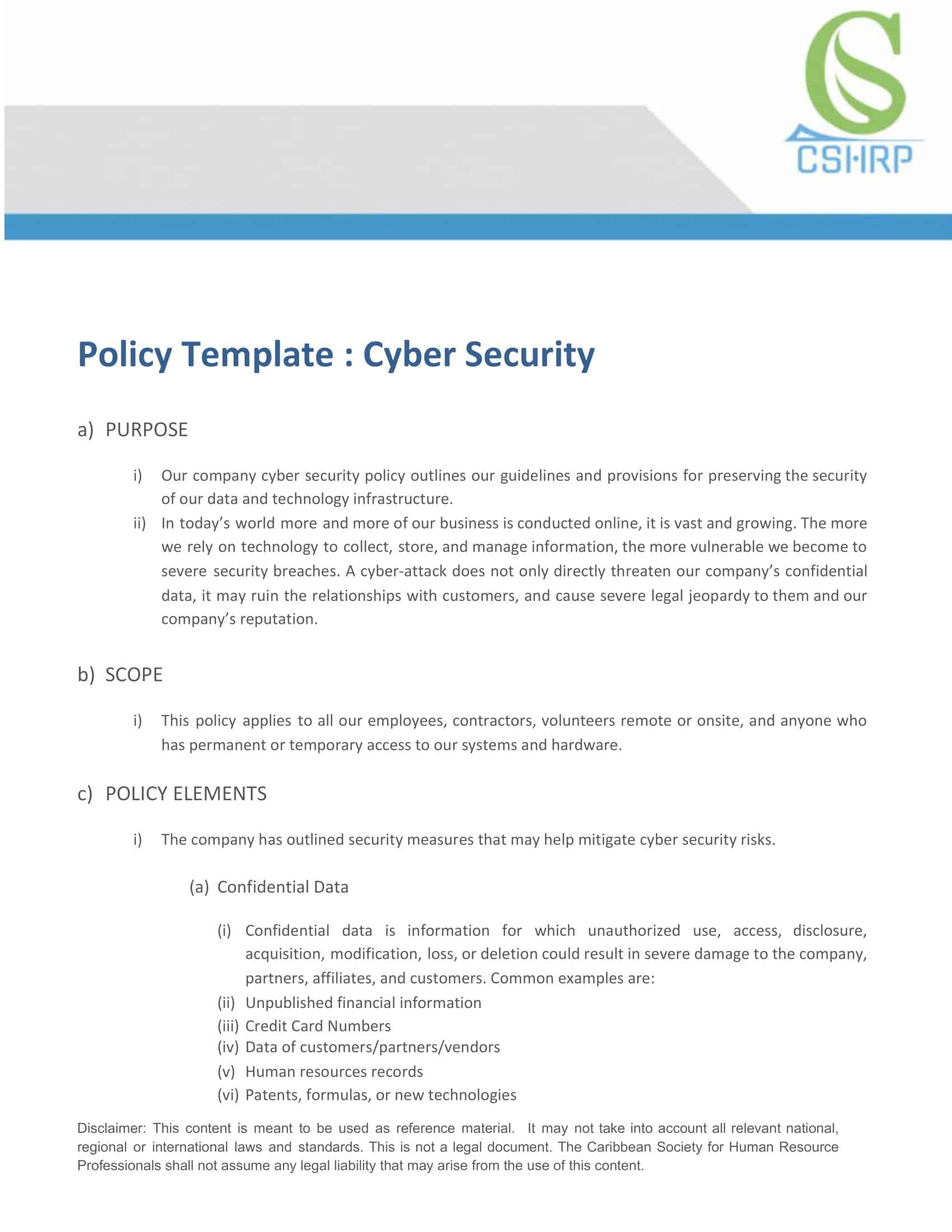 Cybersecurity Policy Statement Examples UMMLR Cybersecurity Policy Statement Examples UMMLR