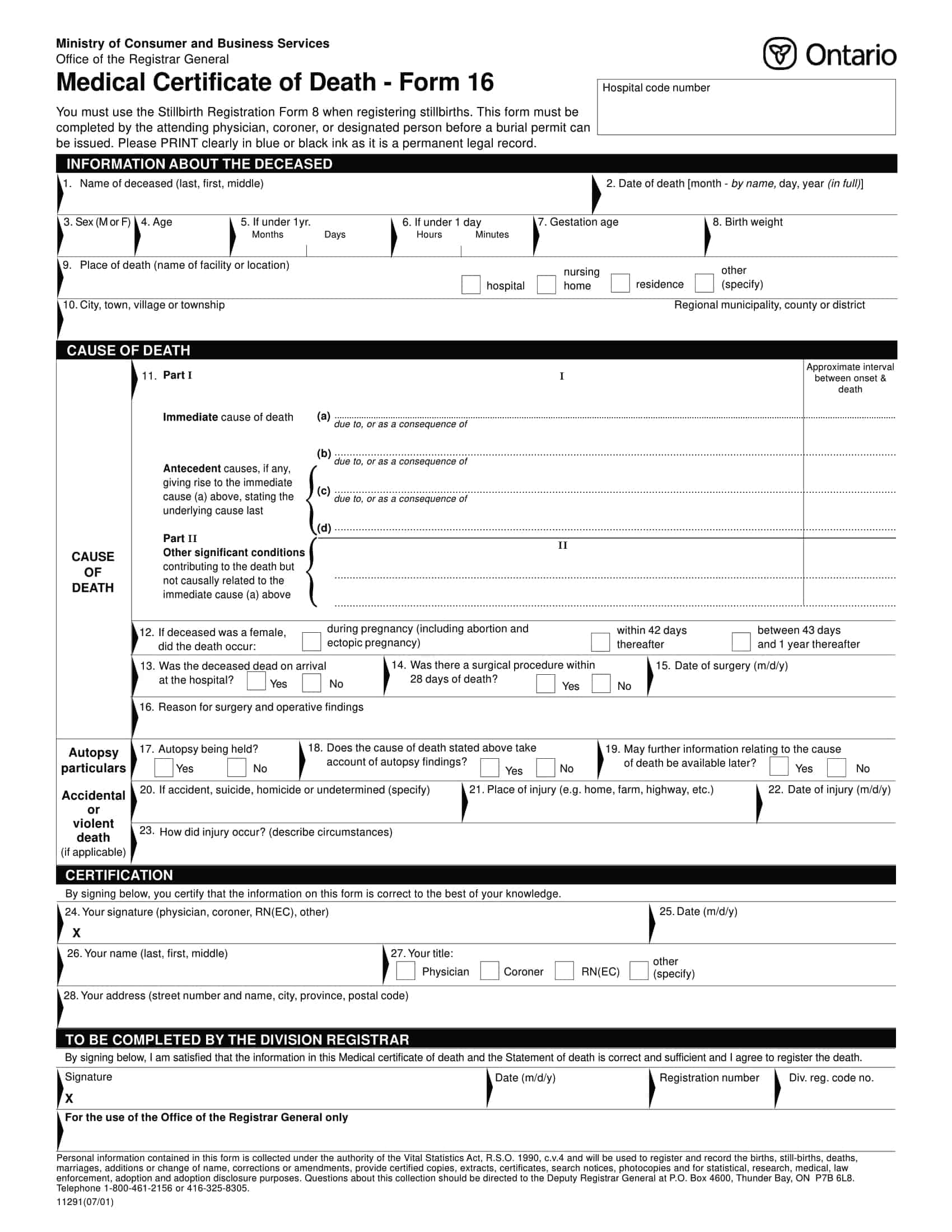 death certificate in ontario death certificate in ontario