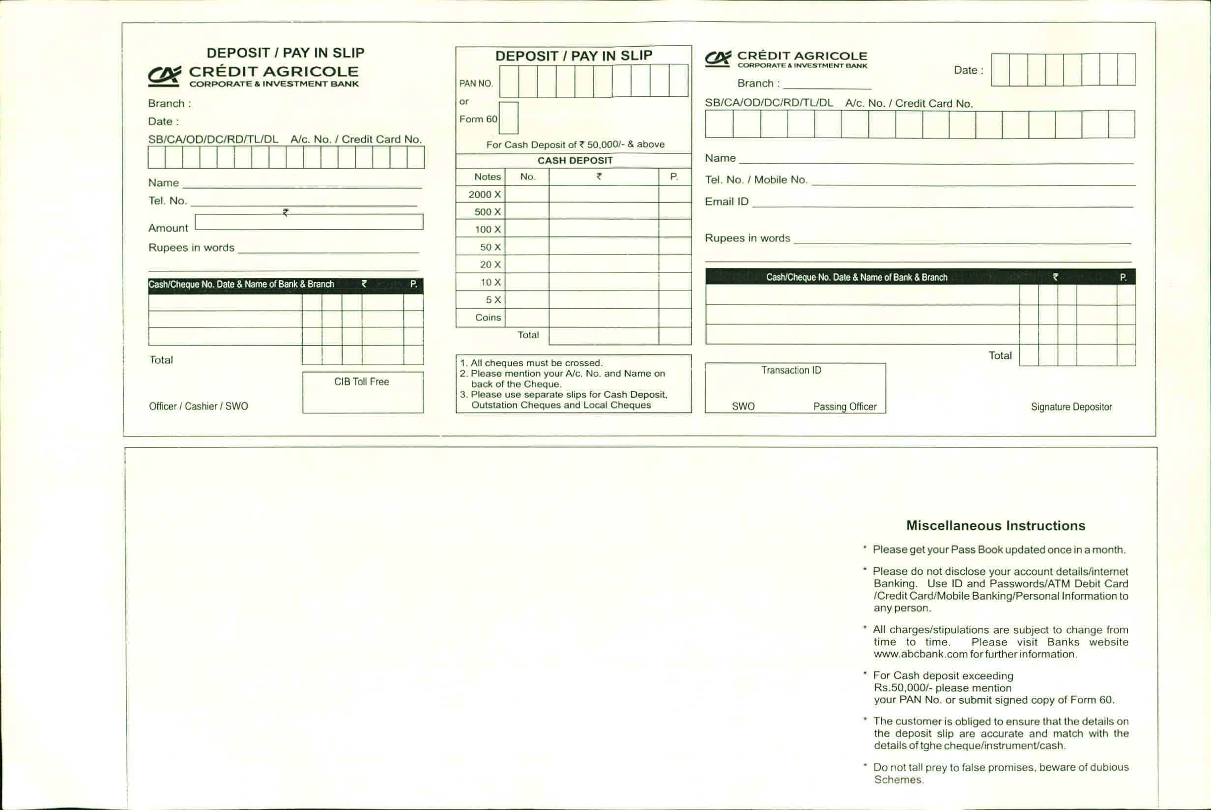 Wells Fargo Deposit Slip - 52me9zk
