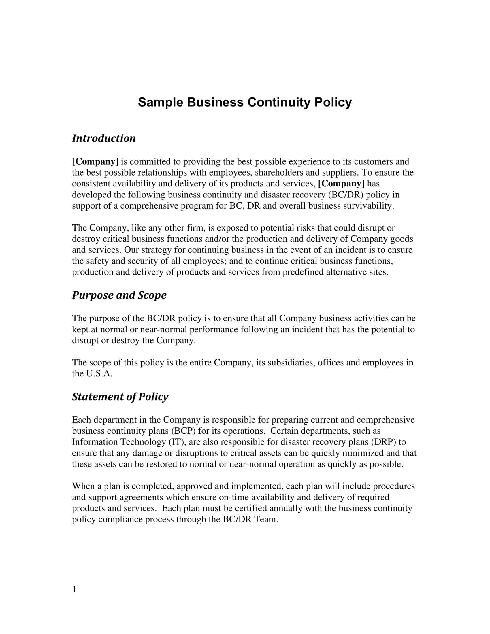 disaster recovery and business continuity plan disaster recovery and business continuity plan