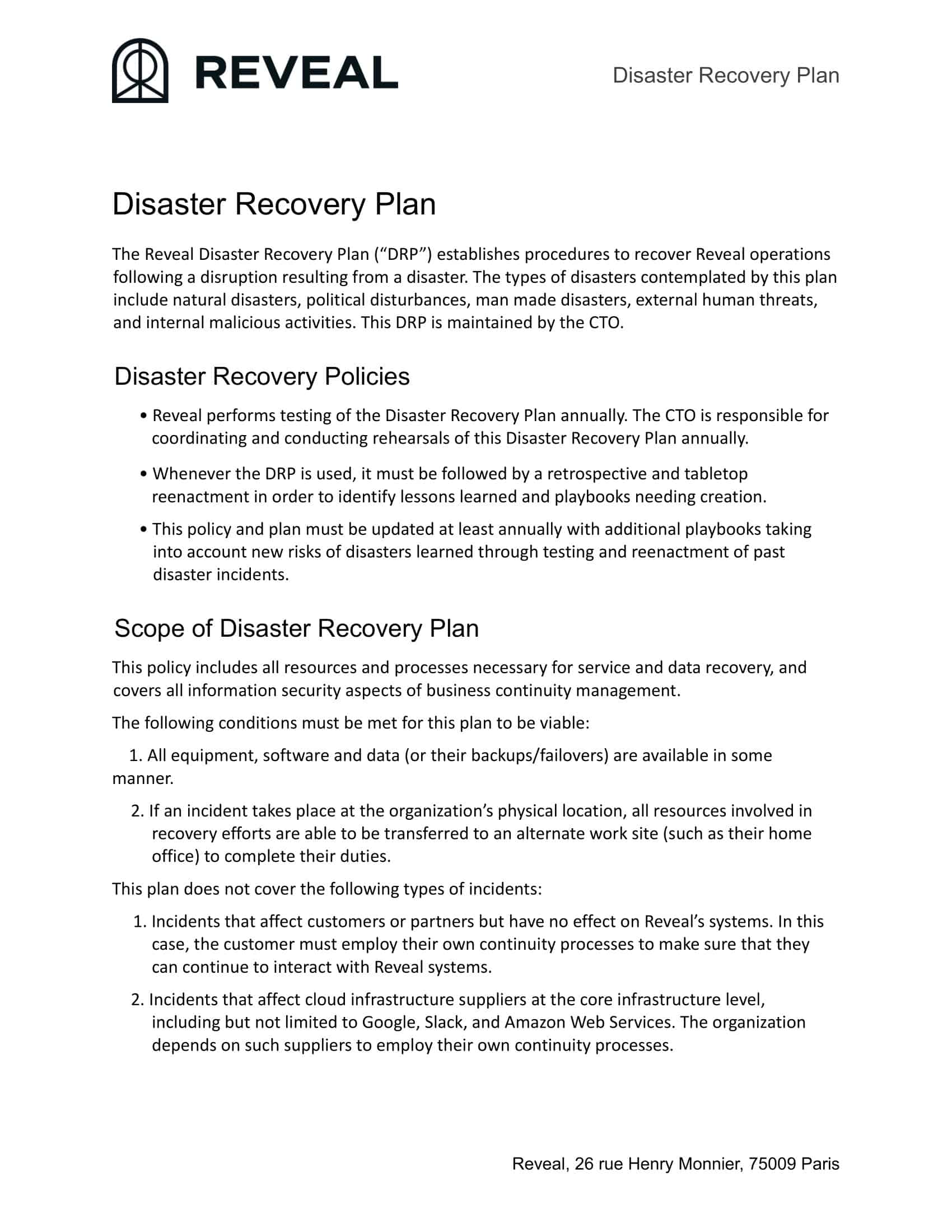 Disaster Recovery Plans Template Prntbl concejomunicipaldechinu gov co