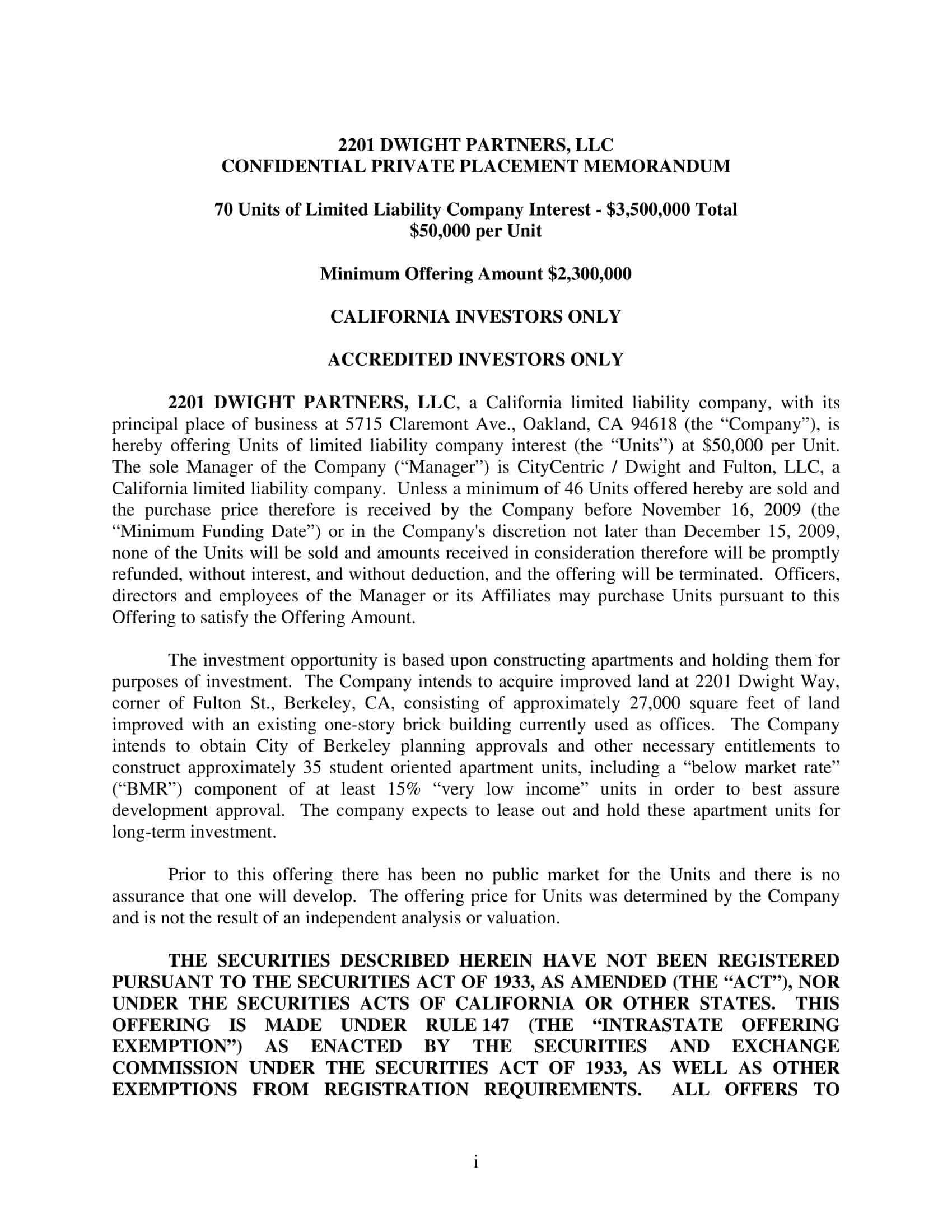 do i need a private placement memorandum do i need a private placement memorandum