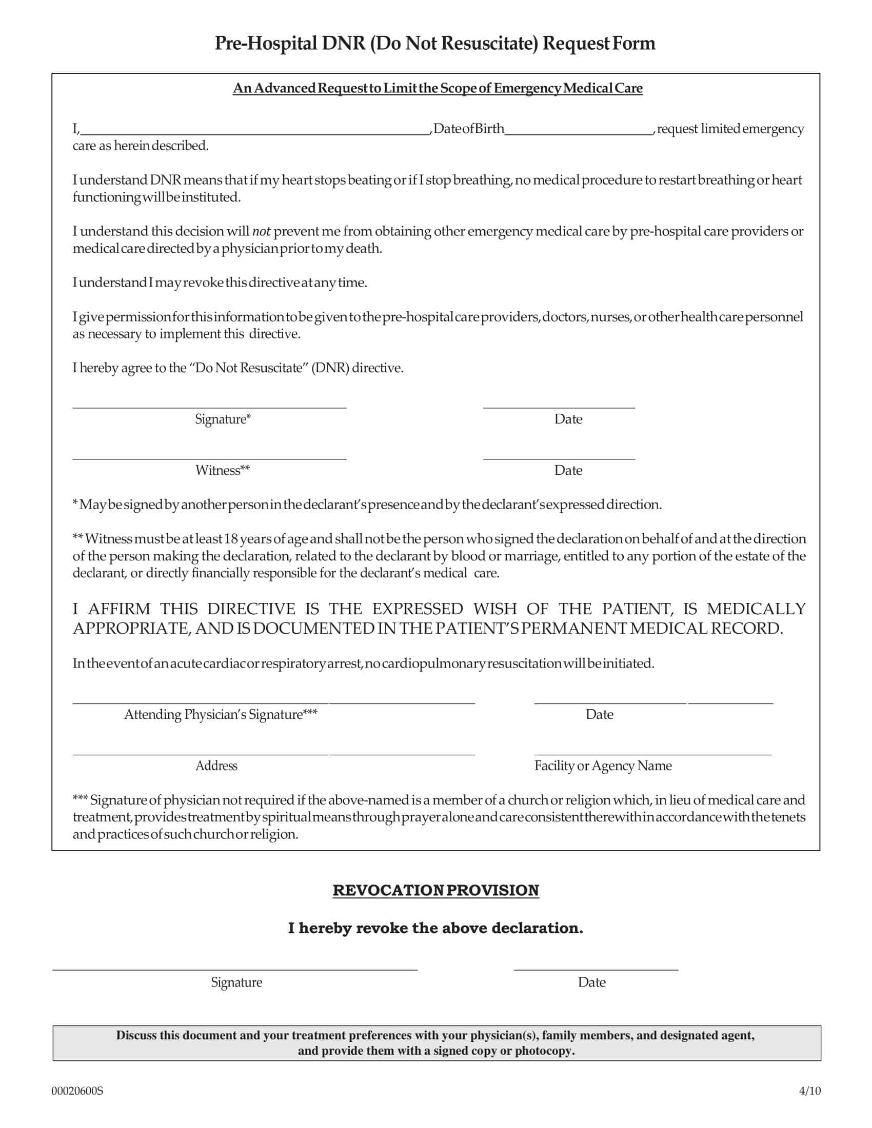 Free Printable Do Not Resuscitate DNR Order Form PDF Word Free Printable Do Not Resuscitate DNR Order Form PDF Word