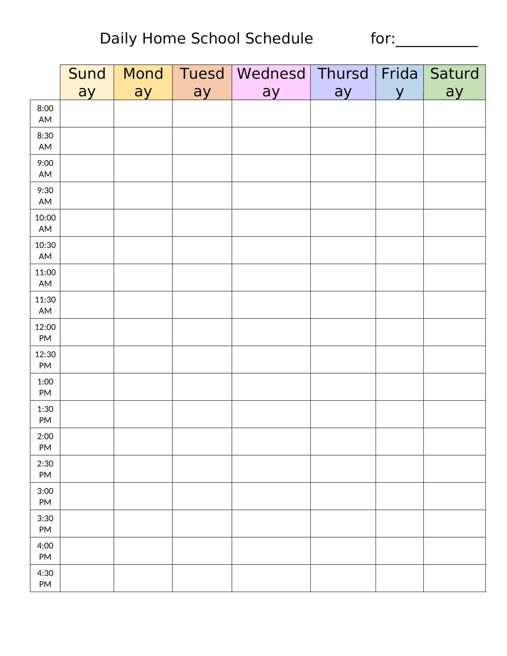 editable homeschool schedule template editable homeschool schedule template