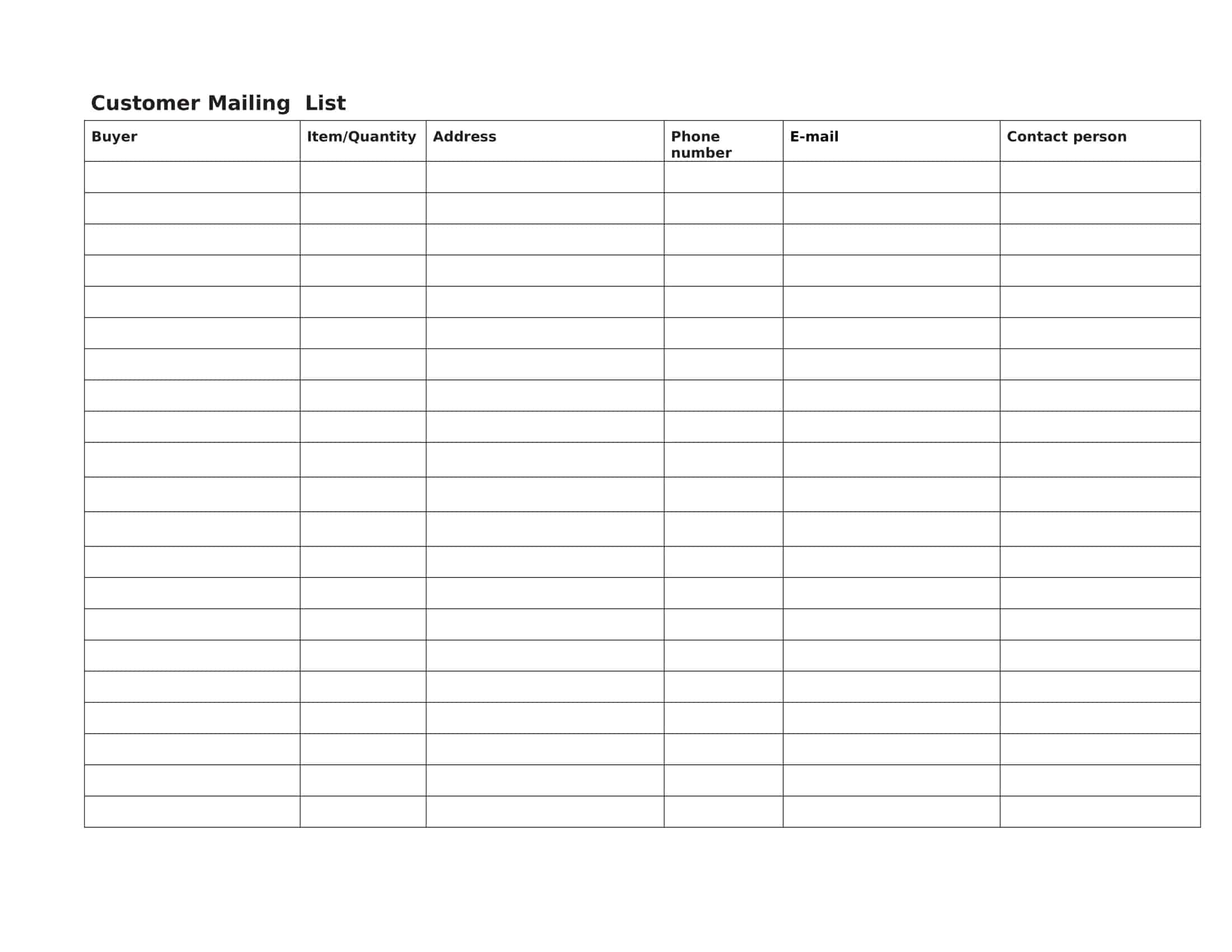 Free Printable Email List Templates [PDF, Word, Excel]