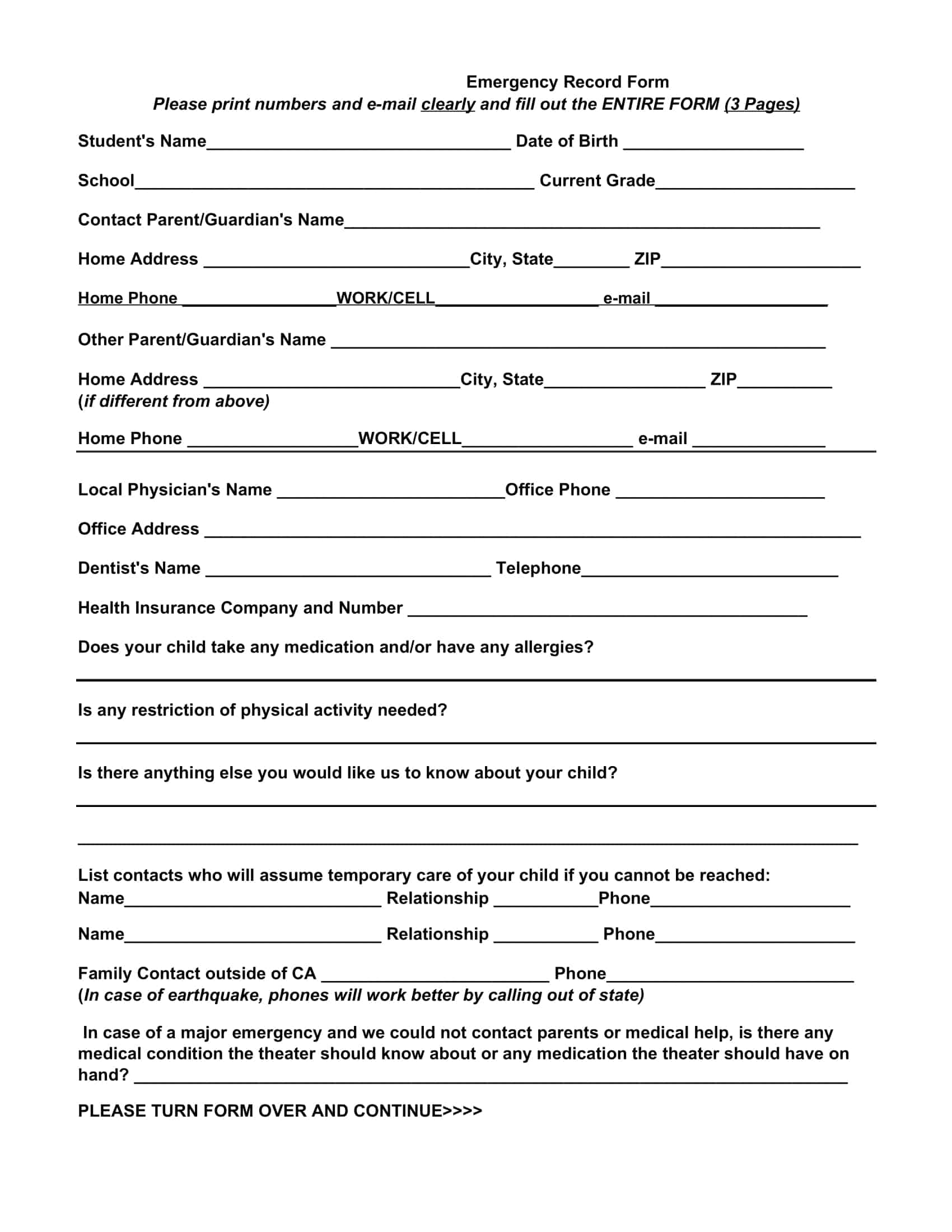 emergency contact form template for employees emergency contact form template for employees