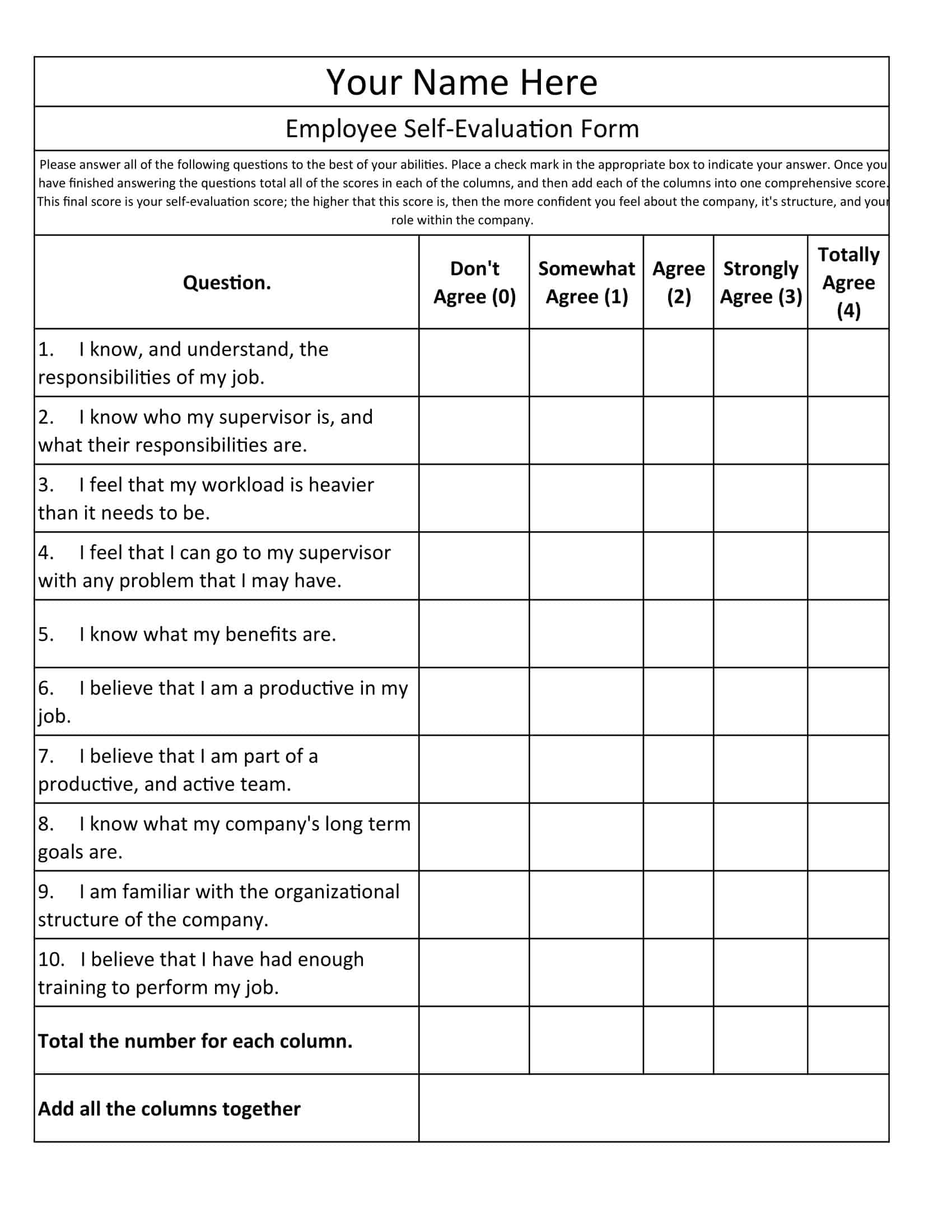 Free Printable Employee Evaluation Form Templates PDF Excel Word Free Printable Employee Evaluation Form Templates PDF Excel Word