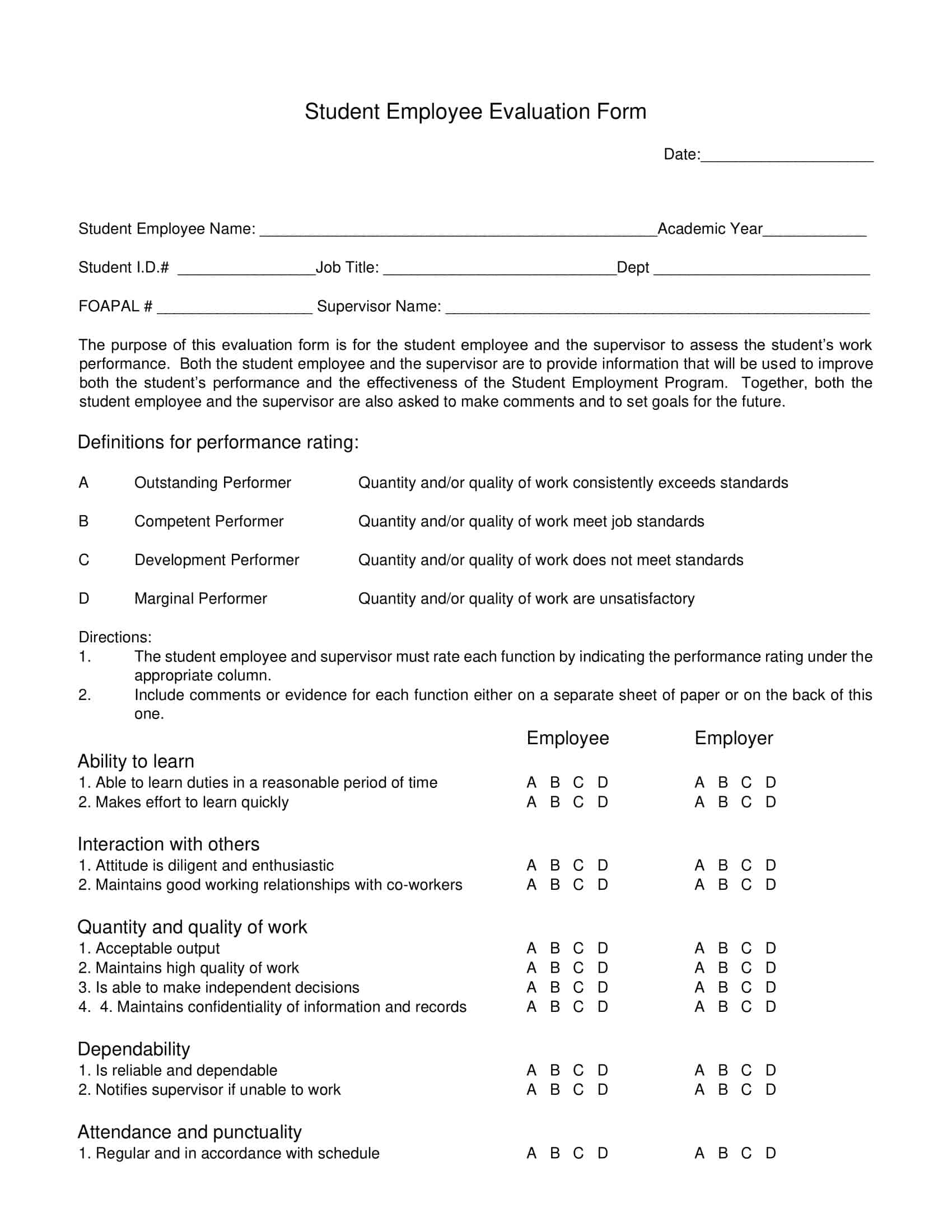 Employee Evaluations Free Employee Evaluation Forms Printable Employee Evaluations Free Employee Evaluation Forms Printable