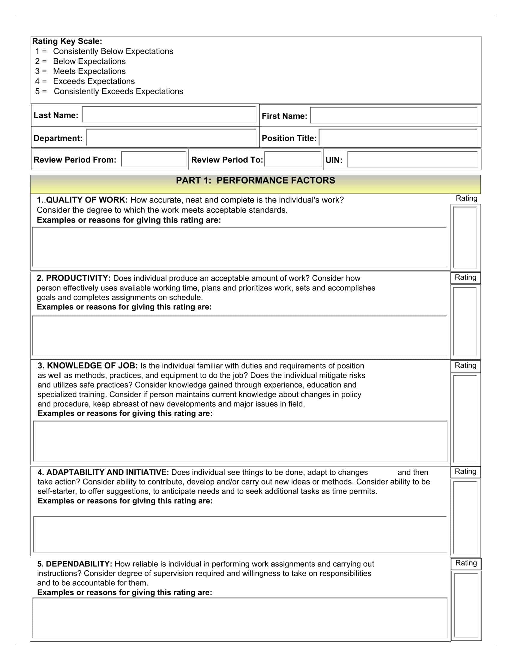 employee performance review template excel employee performance review template excel