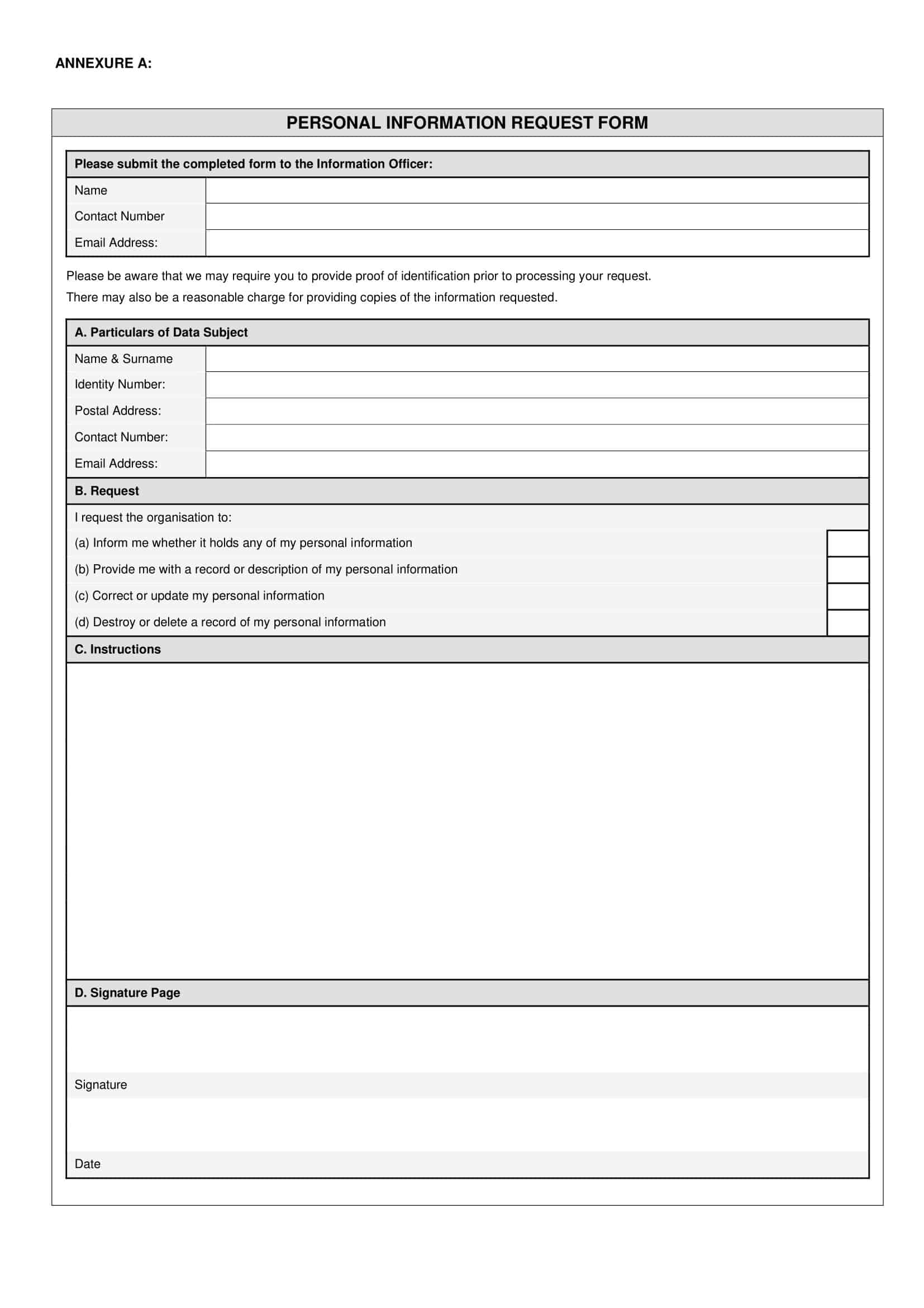 Free Printable Personal Information Form Templates [PDF, Word] Basic