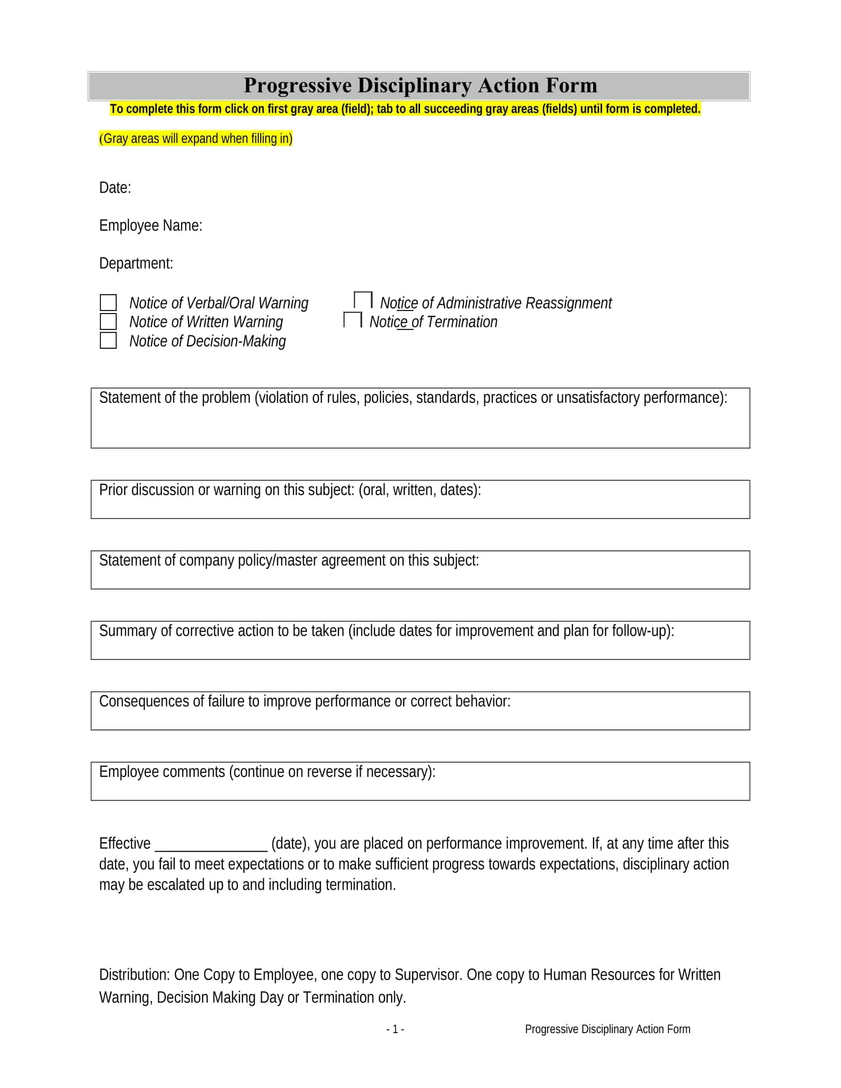 employee warning report form employee warning report form