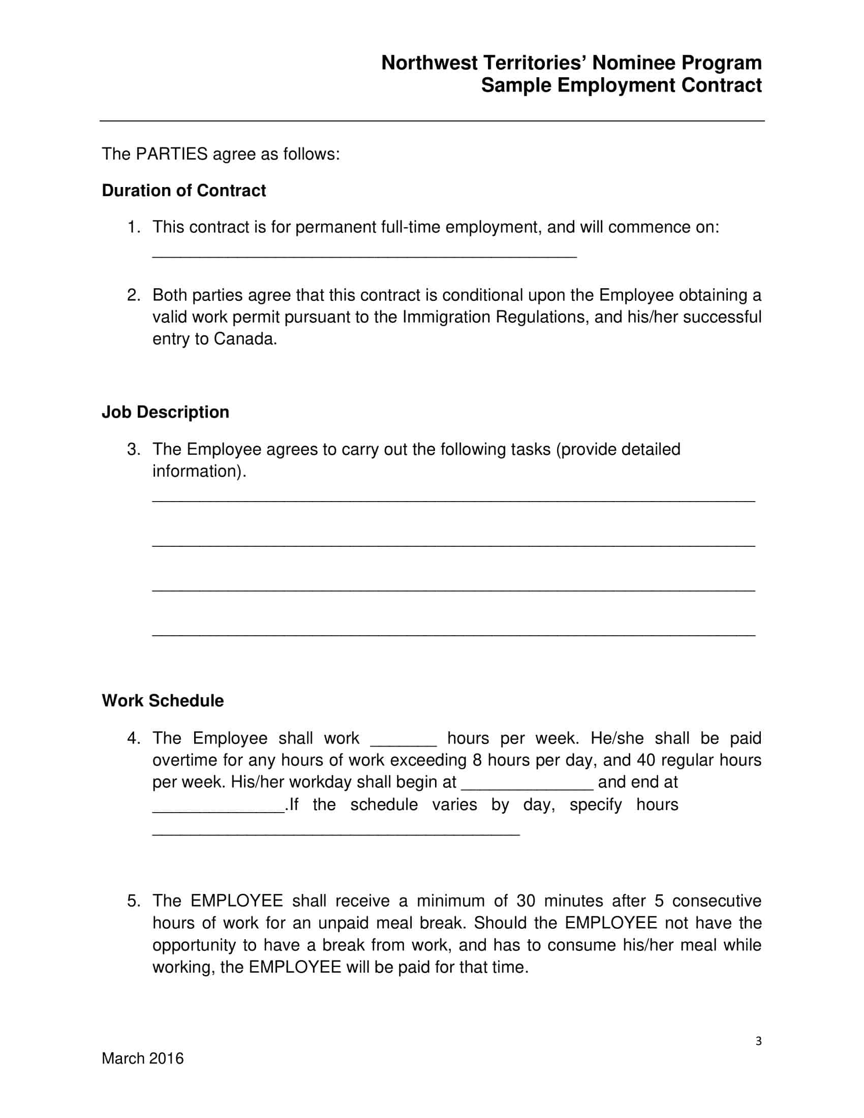 employment contract template california employment contract template california