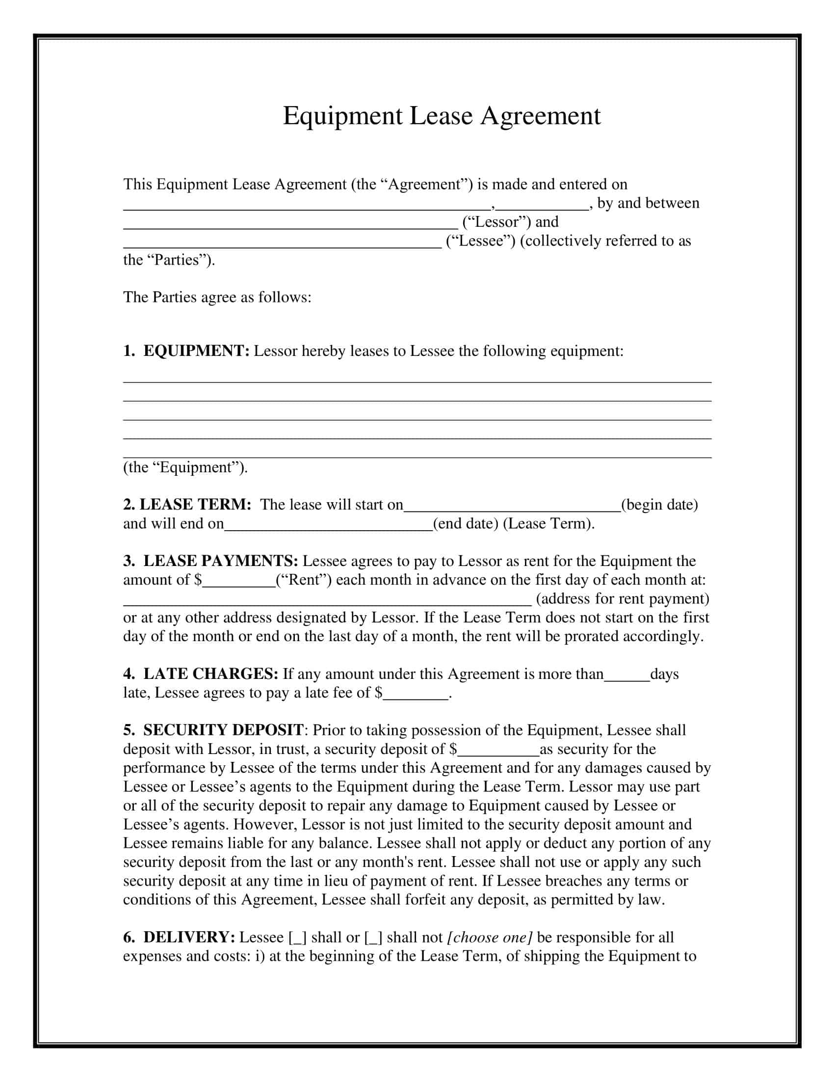 equipment finance agreements lease equipment finance agreements lease