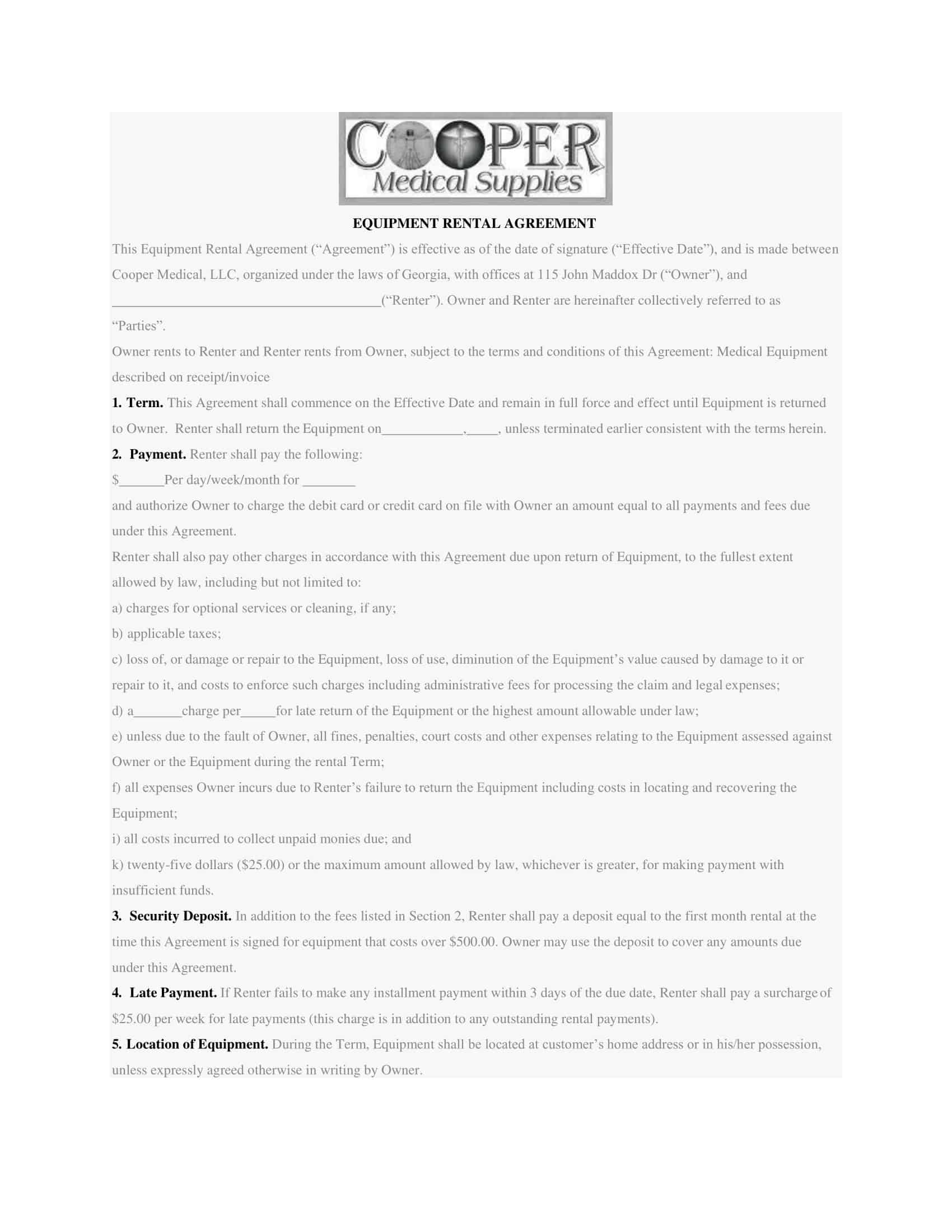 equipment lease to own agreement equipment lease to own agreement