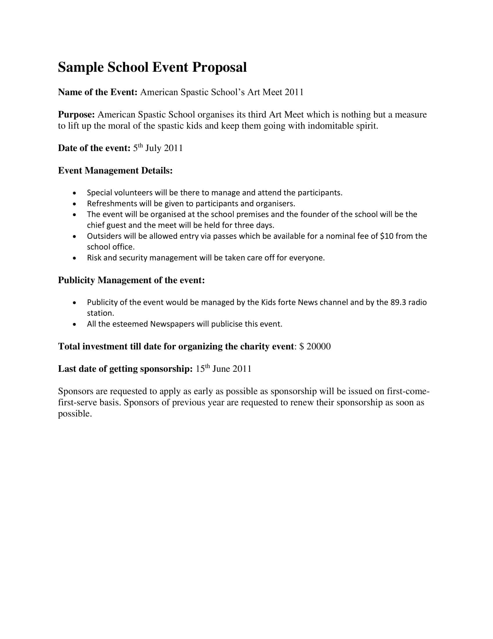 event planning proposal example event planning proposal example