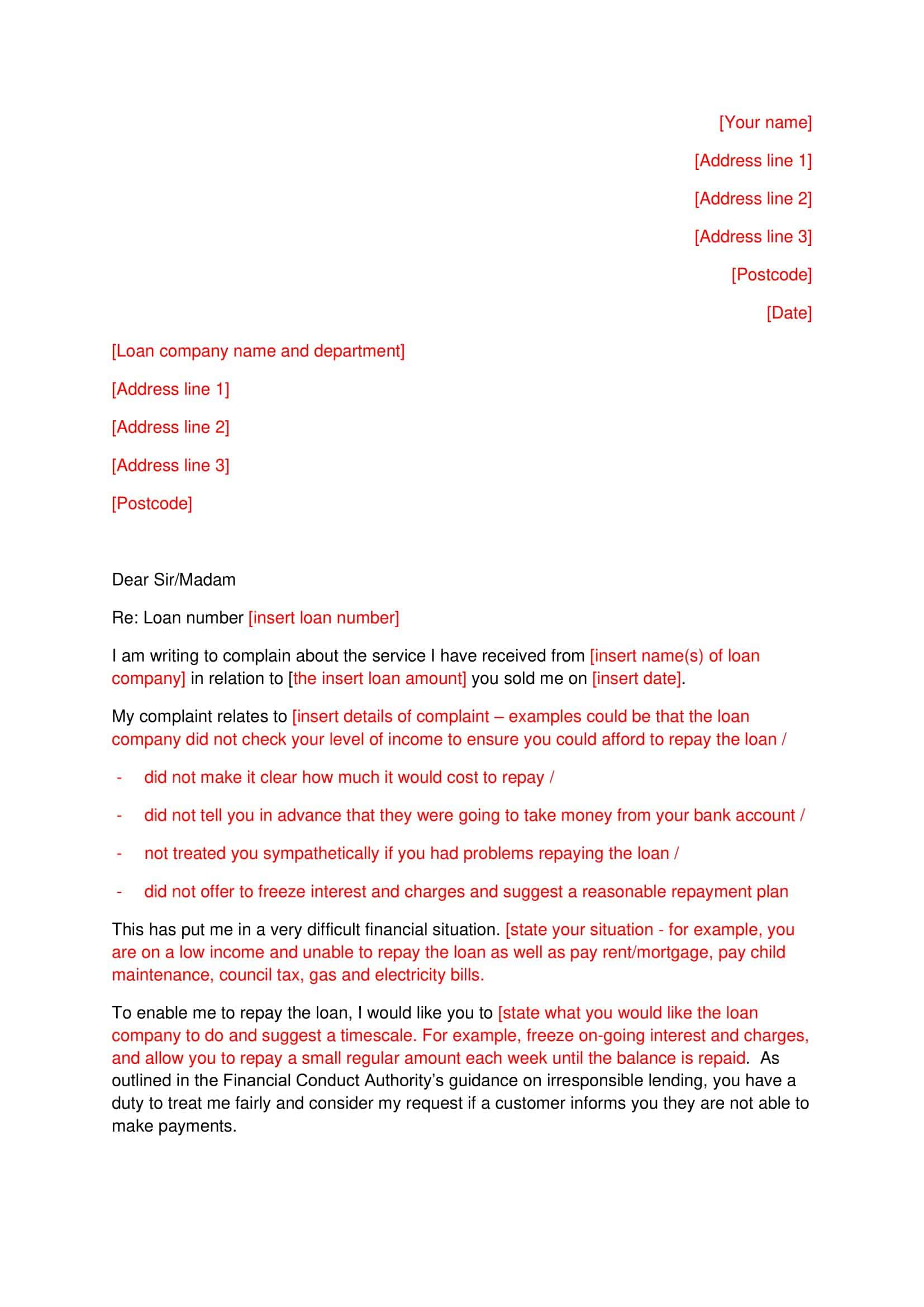 example letter of complaint example letter of complaint