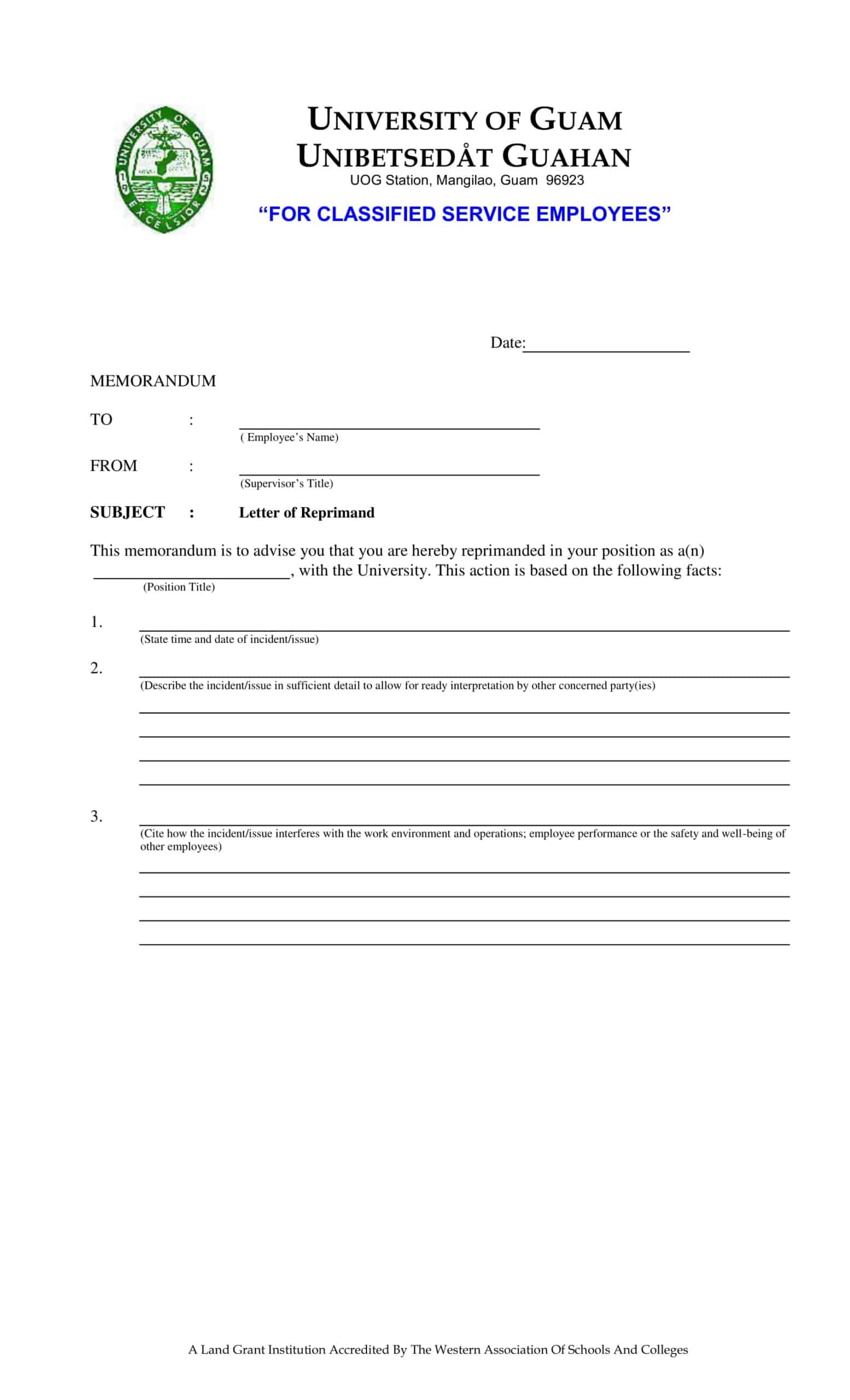 example letter of reprimand example letter of reprimand