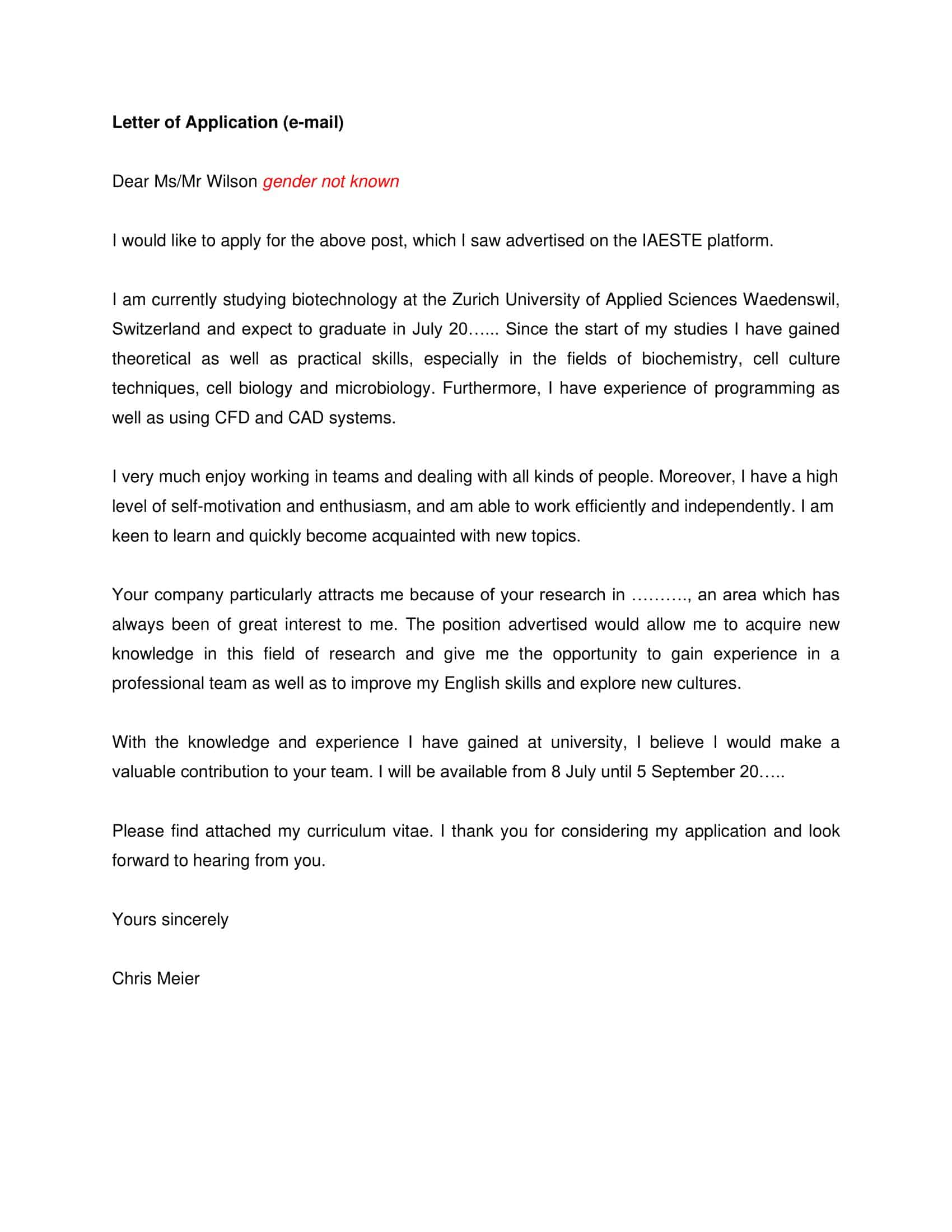 example of a application cover letter example of a application cover letter