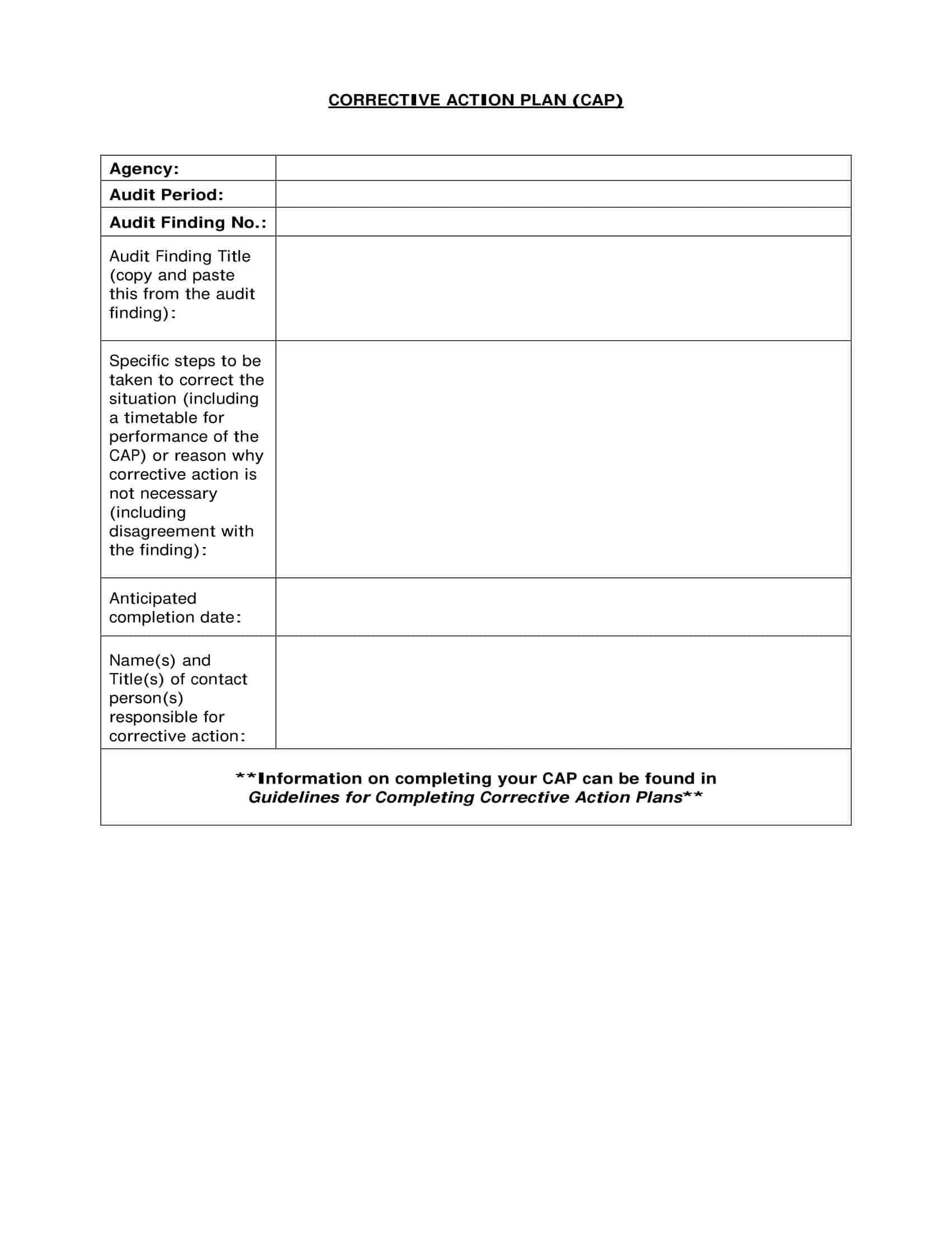 example of a corrective action plan example of a corrective action plan