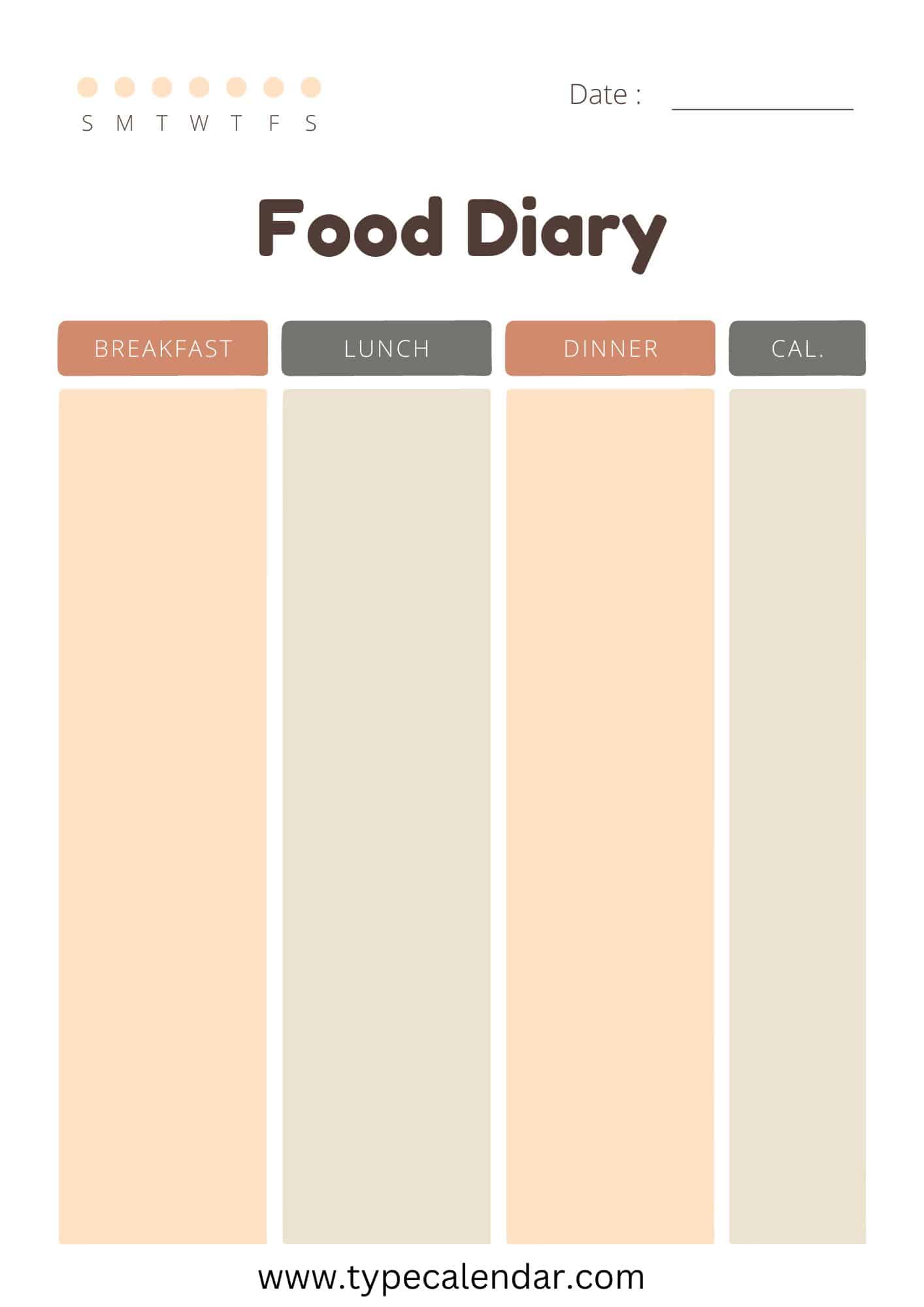 Food Diary Printable Template Free Printable US Food Diary Printable Template Free Printable US