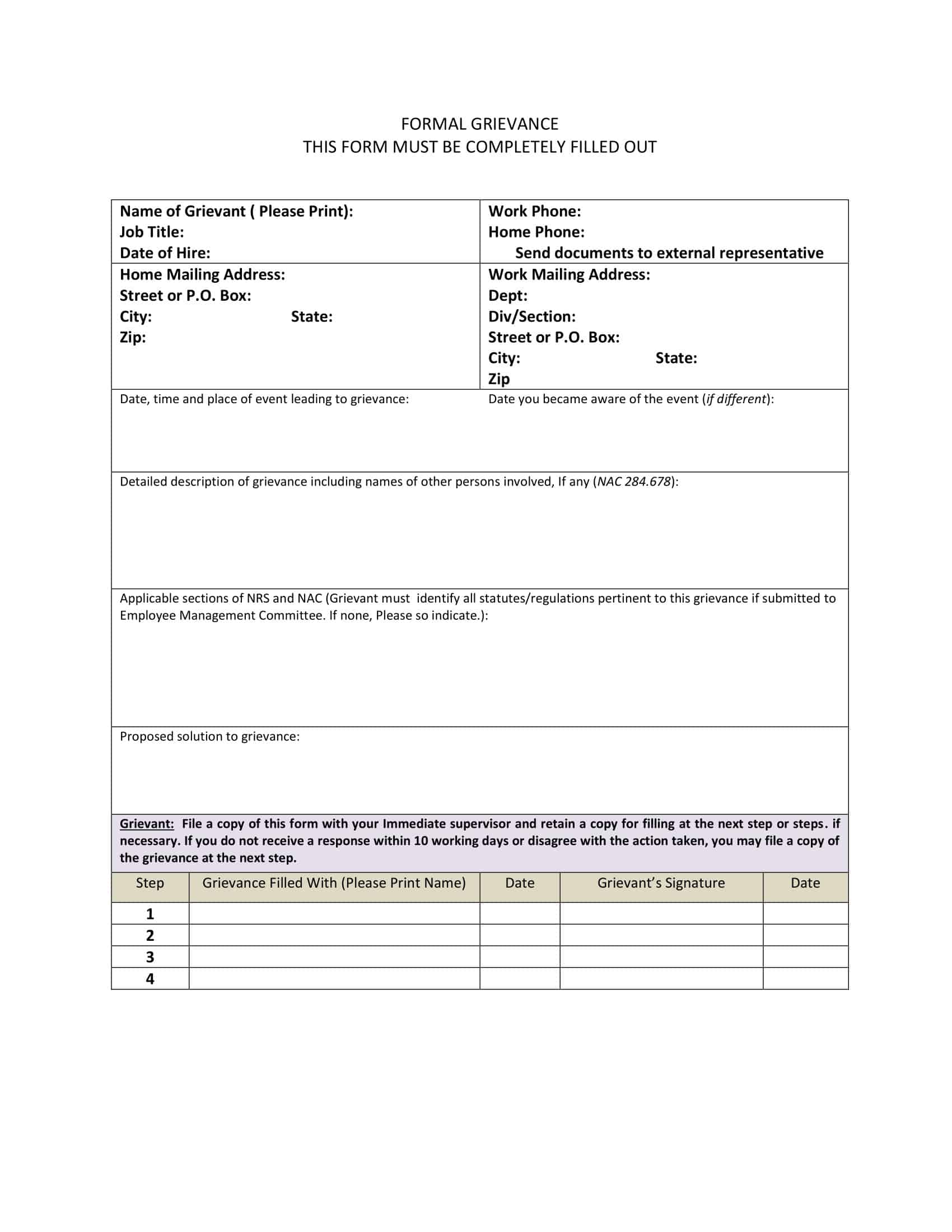 example of a grievance letter to an employer example of a grievance letter to an employer
