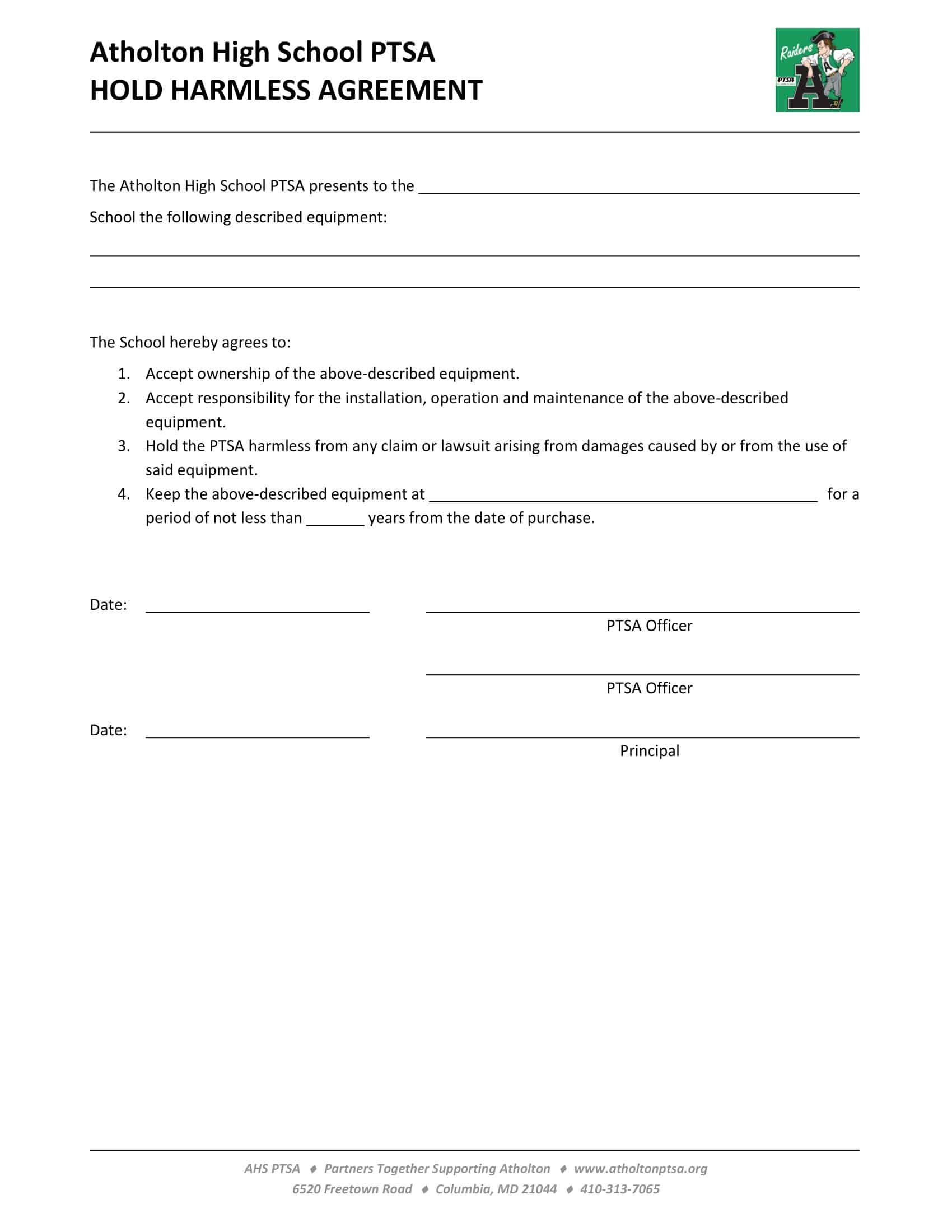 Free Hold Harmless Agreement Template Free Hold Harmless Agreement Template