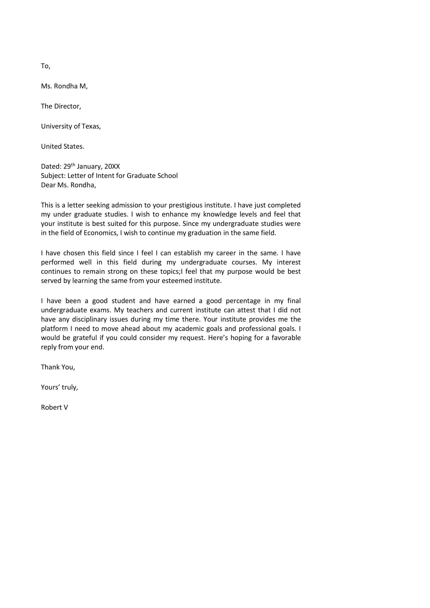 example of a letter of intent for graduate school example of a letter of intent for graduate school