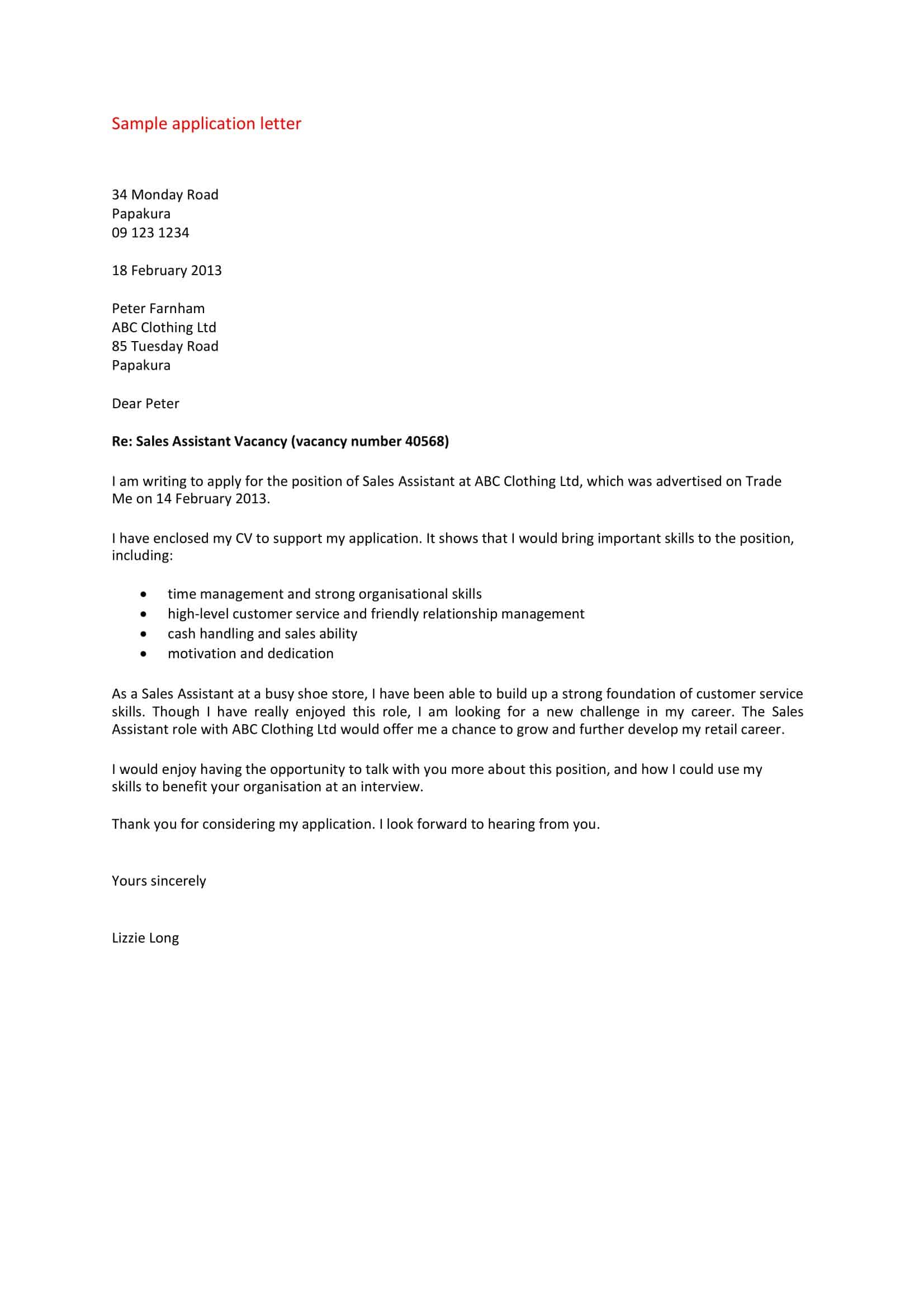 example of job application letter example of job application letter