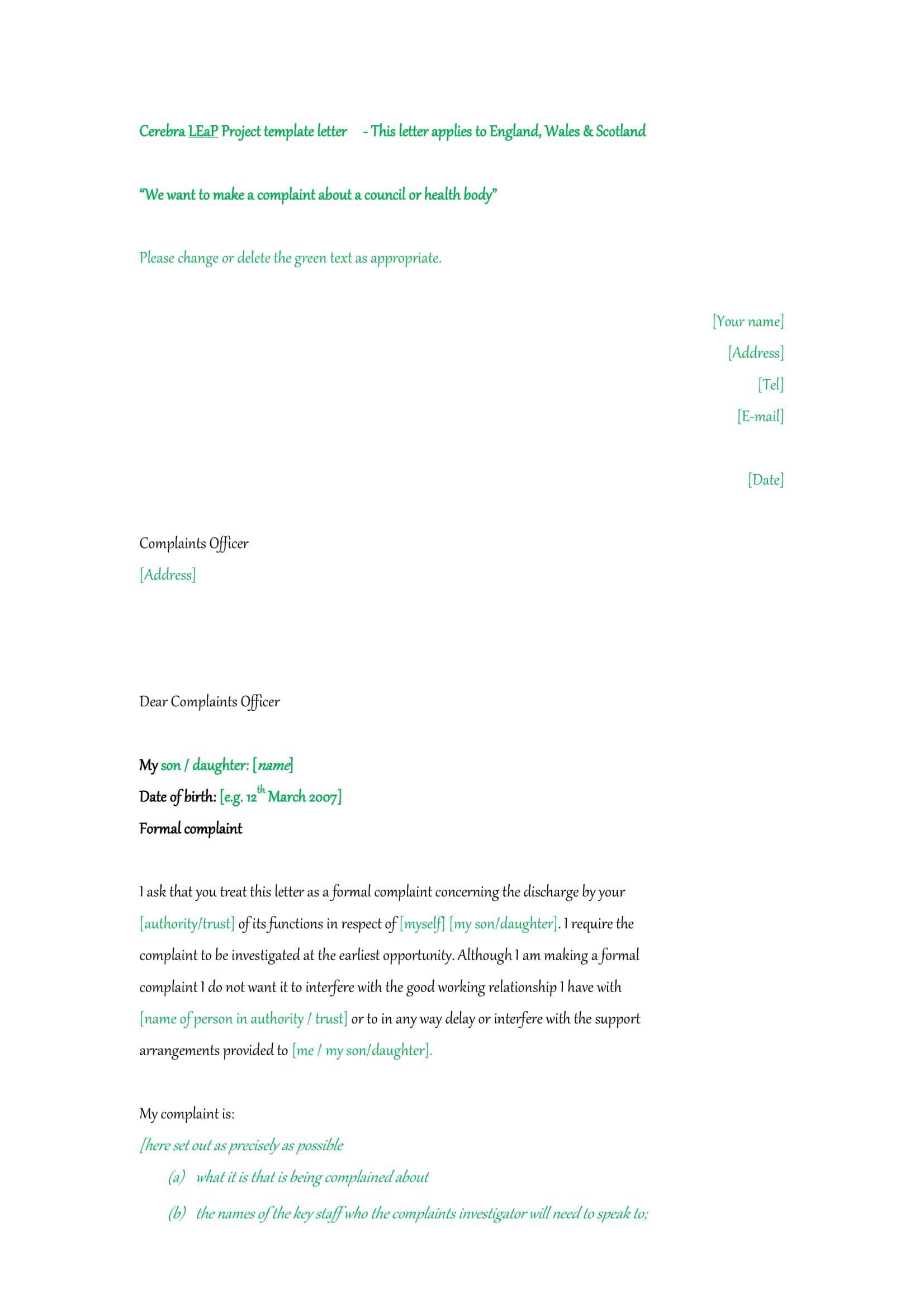 example of letter of complaint example of letter of complaint