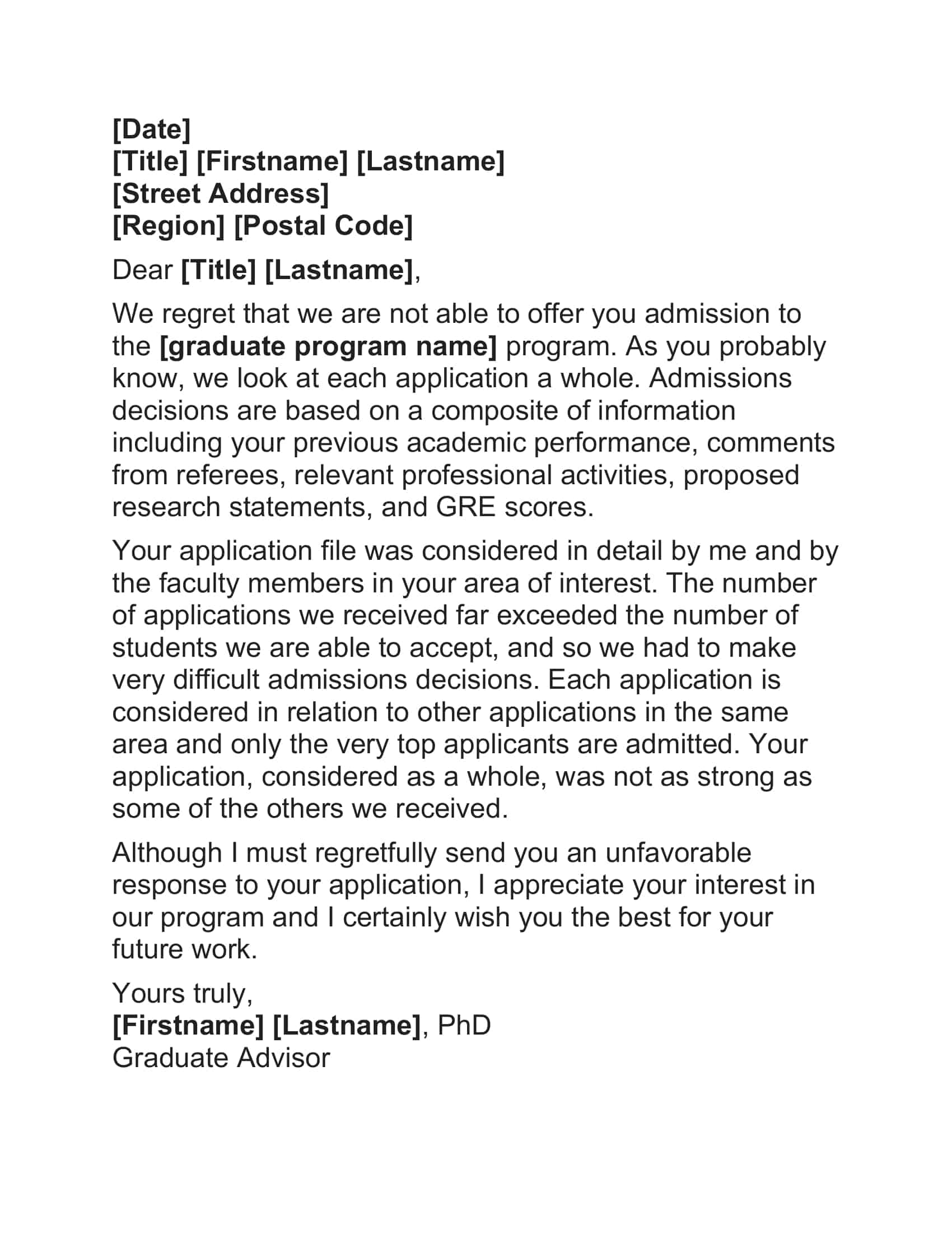 example of rejection letter from college example of rejection letter from college