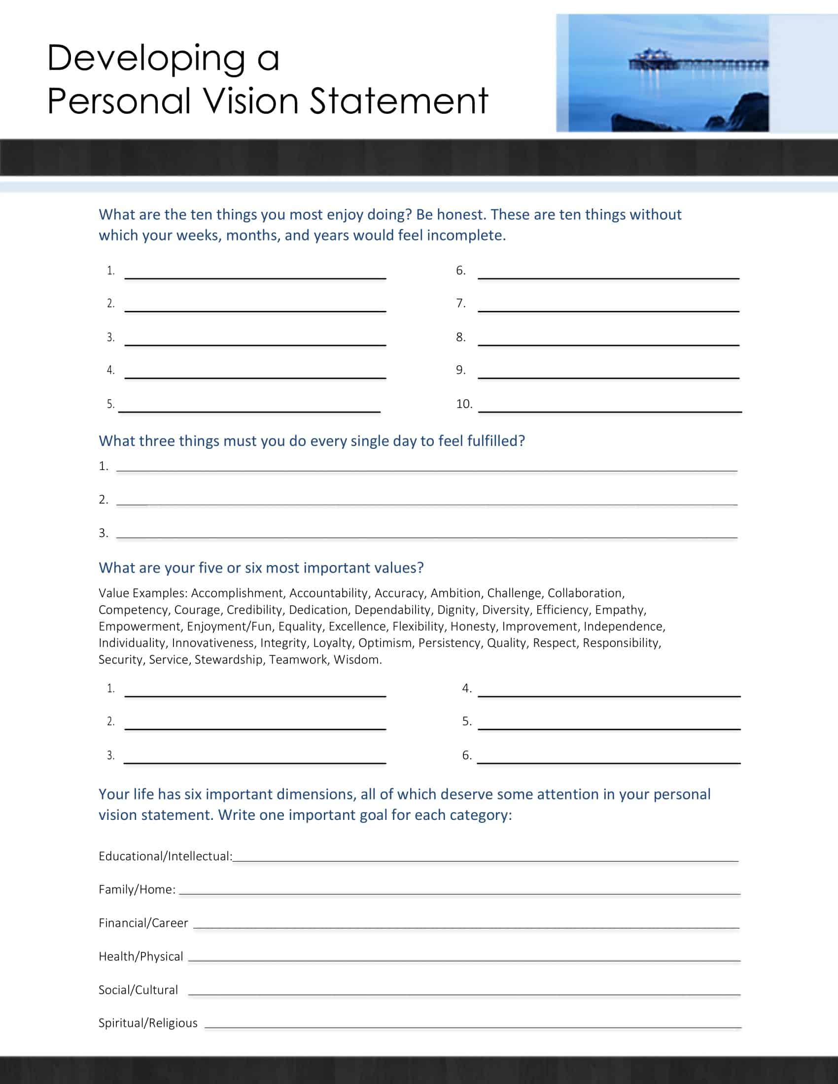 Free Printable Vision Statement Templates Word PDF Examples Free Printable Vision Statement Templates Word PDF Examples
