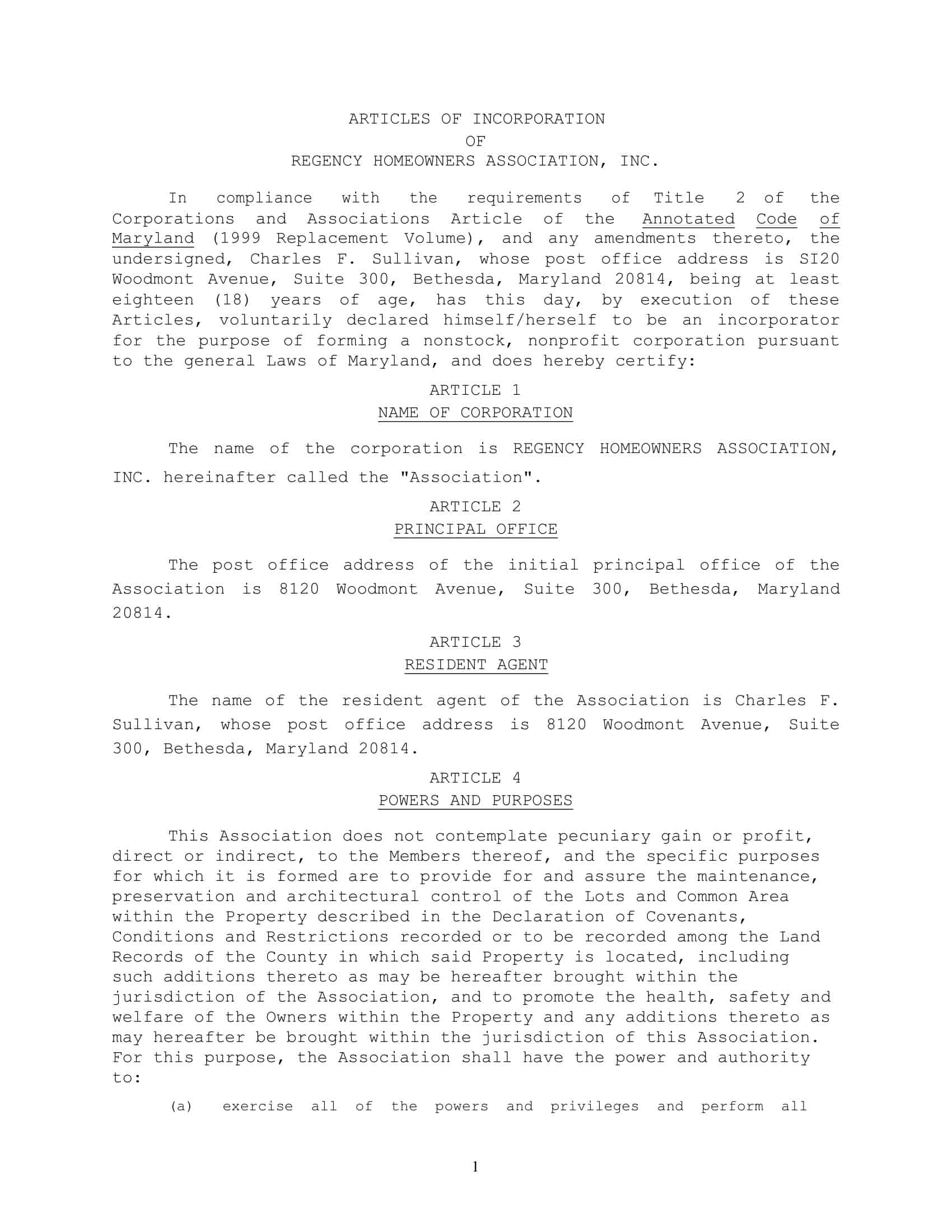 examples of articles of incorporation examples of articles of incorporation