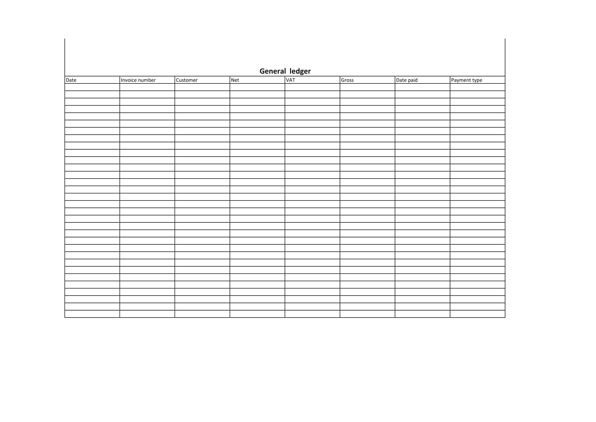 Blank General Ledger Blank General Ledger
