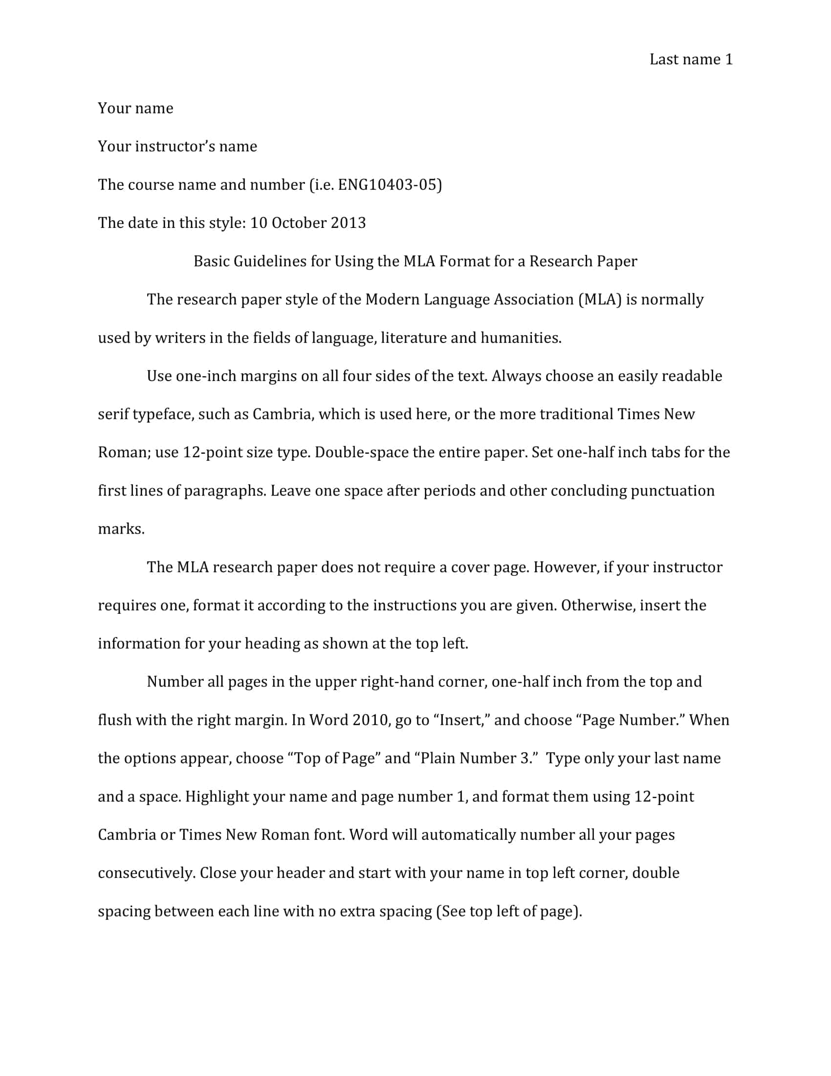 Free Printable MLA Format Templates [Word, PDF] Blank Example