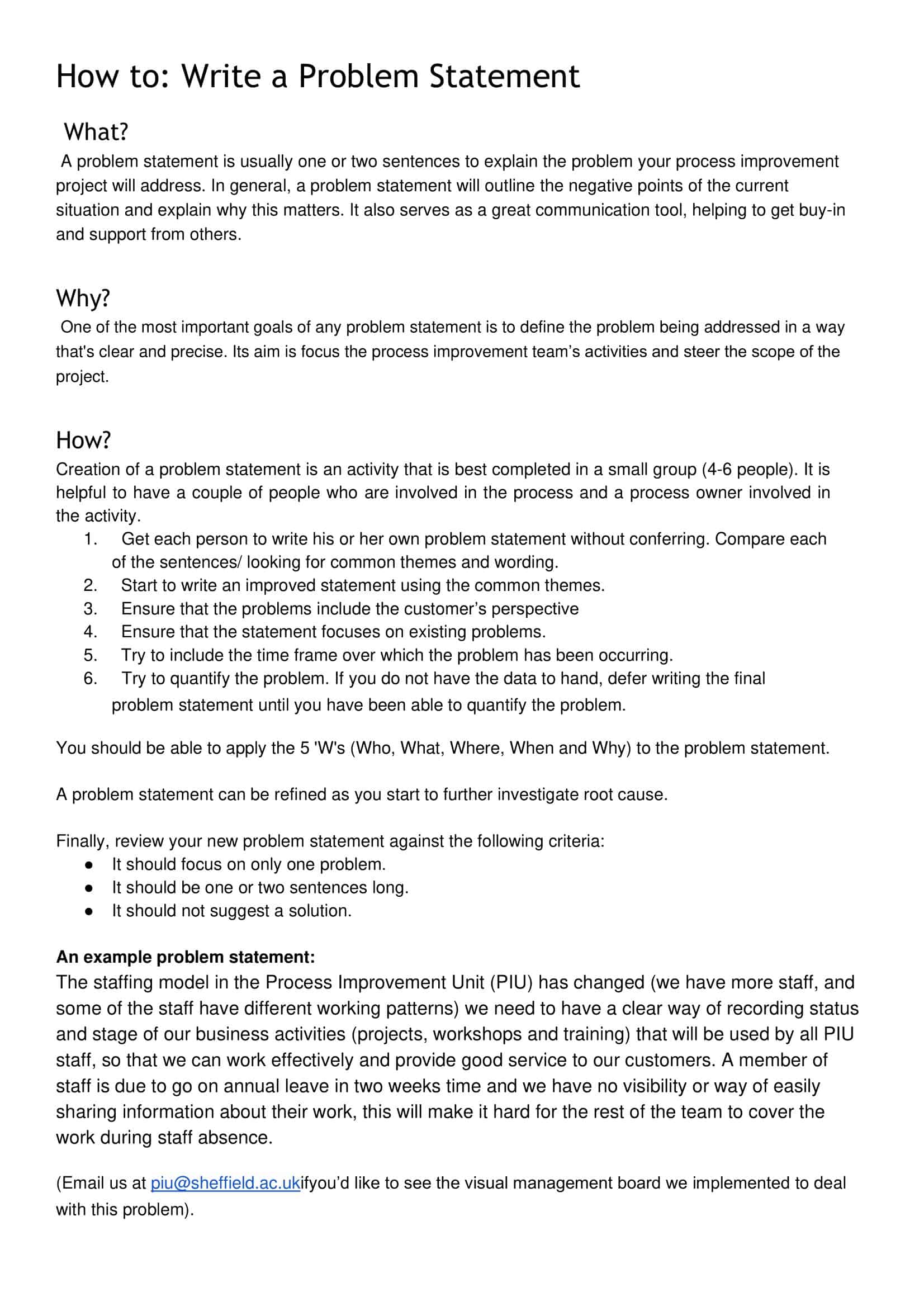 Free Printable Problem Statement Templates [PPT, Excel] Project, Business
